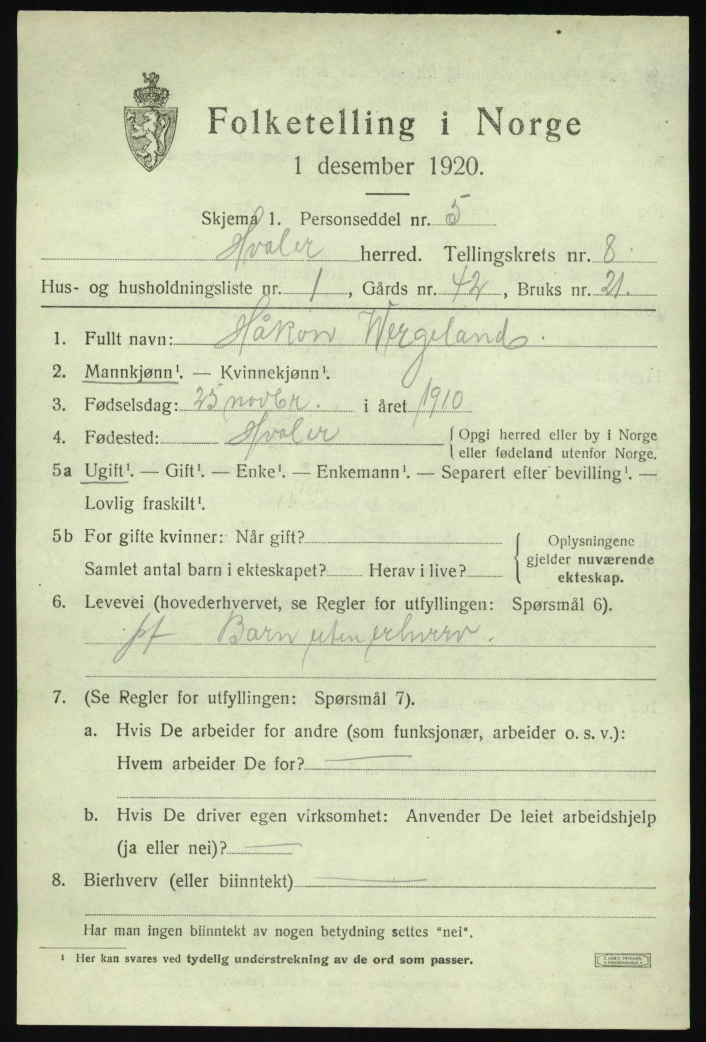 SAO, 1920 census for Hvaler, 1920, p. 7348