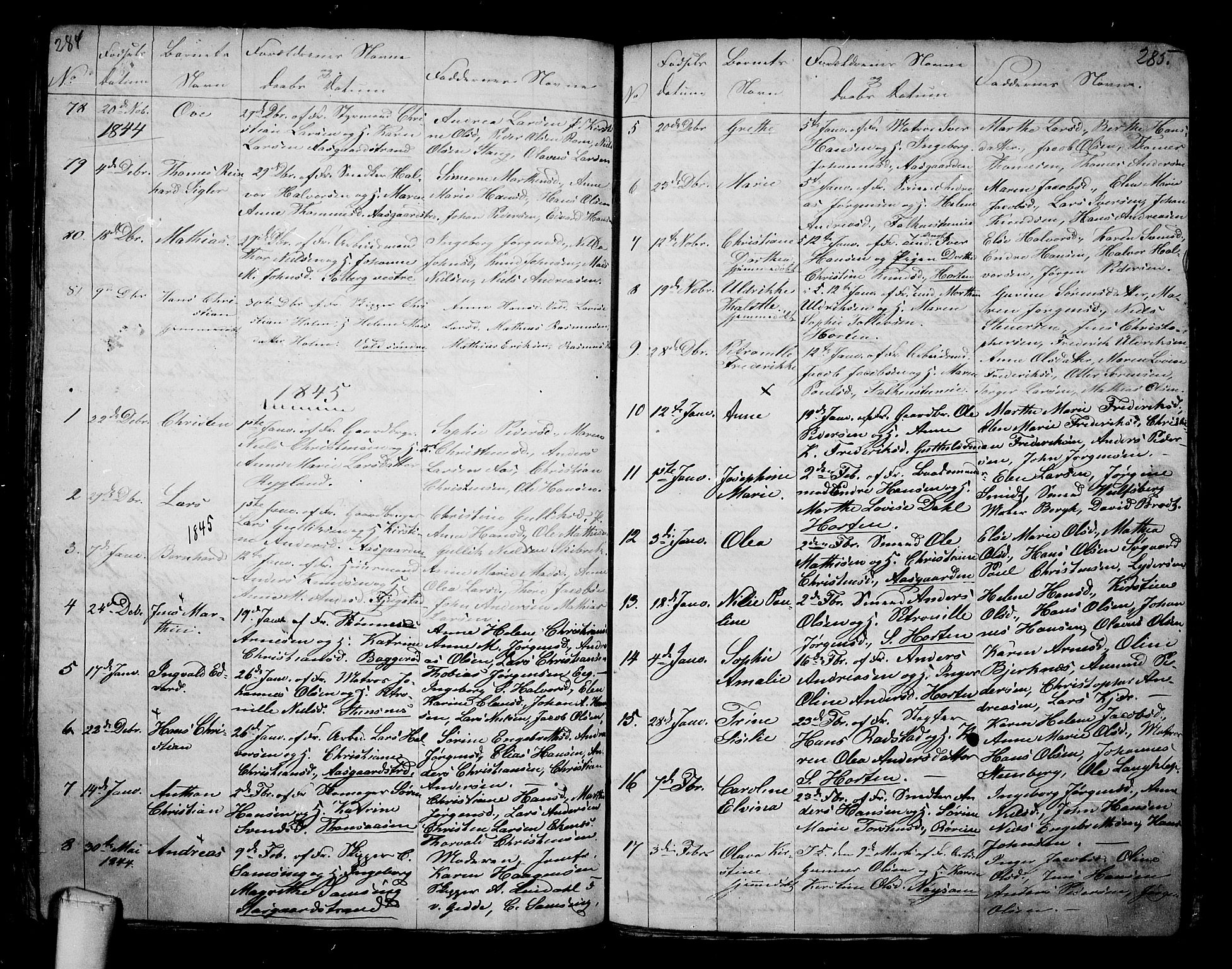 Borre kirkebøker, AV/SAKO-A-338/G/Ga/L0001: Parish register (copy) no. I 1, 1815-1851, p. 284-285