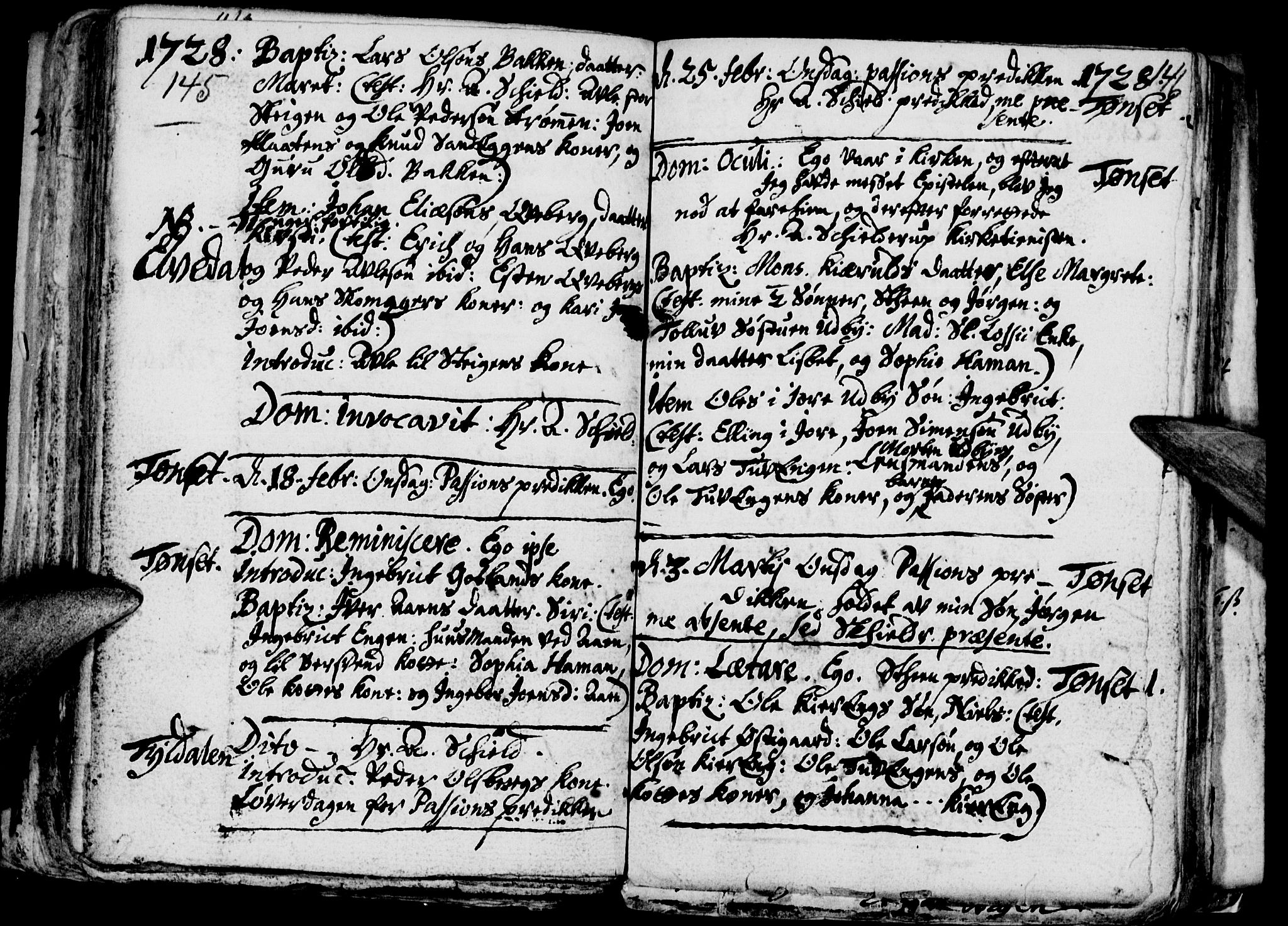Tynset prestekontor, SAH/PREST-058/H/Ha/Haa/L0001: Parish register (official) no. 1, 1722-1732, p. 145-146