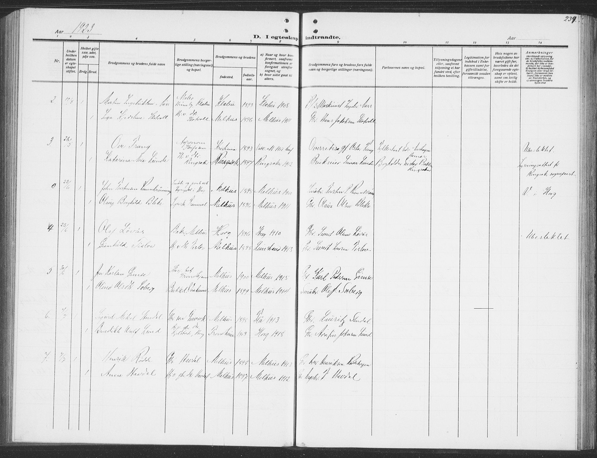 Ministerialprotokoller, klokkerbøker og fødselsregistre - Sør-Trøndelag, SAT/A-1456/691/L1095: Parish register (copy) no. 691C06, 1912-1933, p. 239