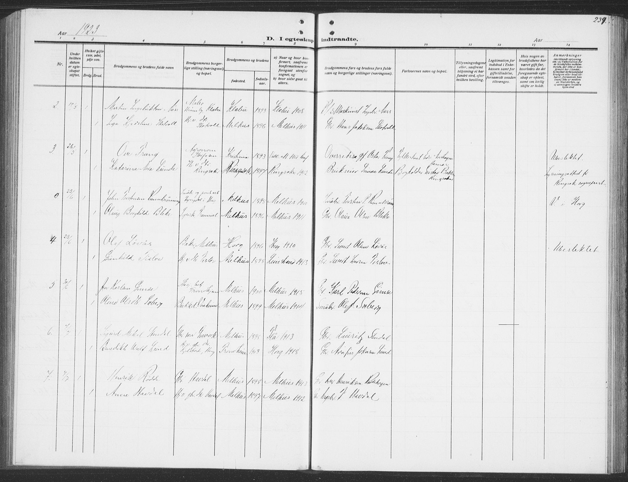 Ministerialprotokoller, klokkerbøker og fødselsregistre - Sør-Trøndelag, AV/SAT-A-1456/691/L1095: Parish register (copy) no. 691C06, 1912-1933, p. 239