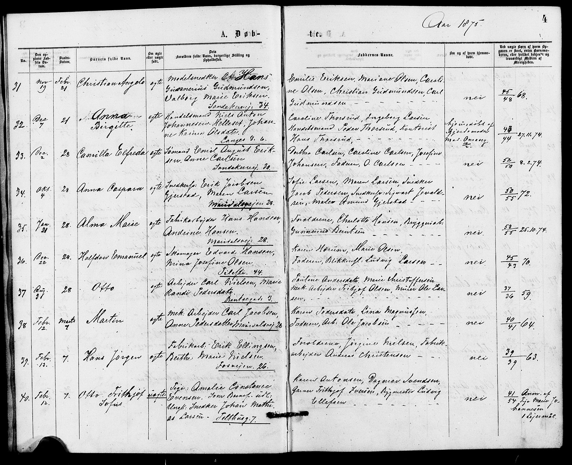 Gamle Aker prestekontor Kirkebøker, SAO/A-10617a/G/L0004: Parish register (copy) no. 4, 1875-1879, p. 4
