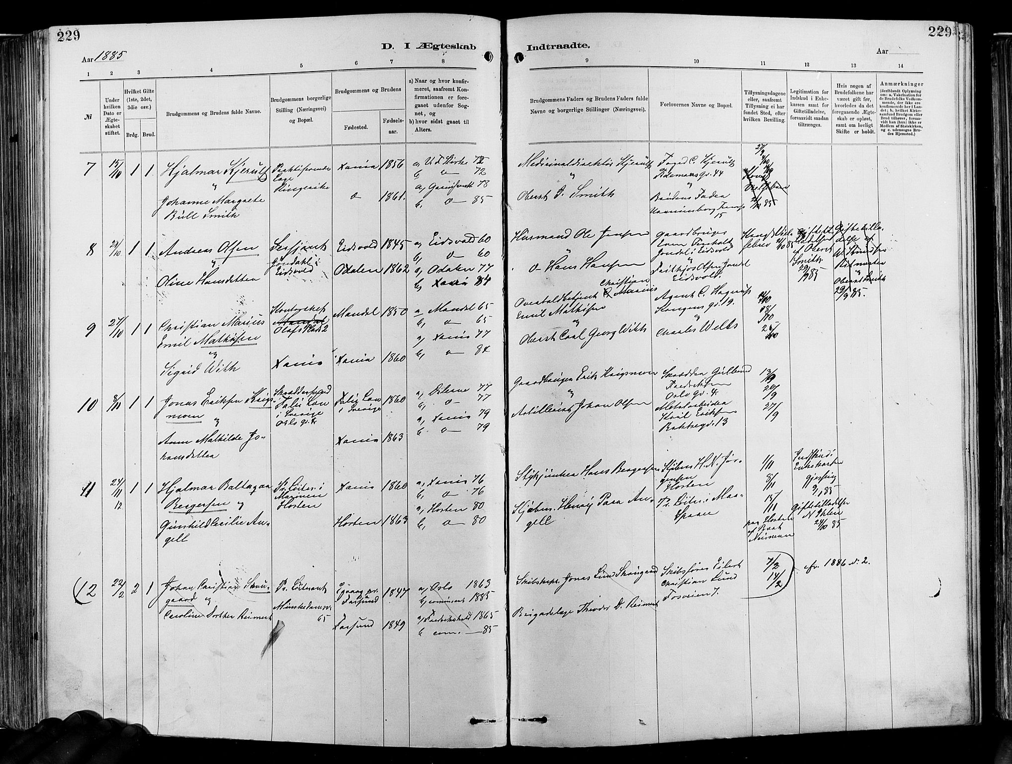 Garnisonsmenigheten Kirkebøker, AV/SAO-A-10846/F/Fa/L0012: Parish register (official) no. 12, 1880-1893, p. 229