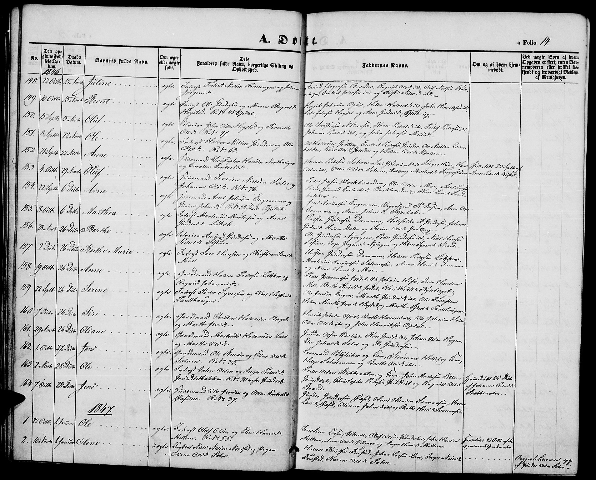 Elverum prestekontor, SAH/PREST-044/H/Ha/Hab/L0002: Parish register (copy) no. 2, 1845-1855, p. 14