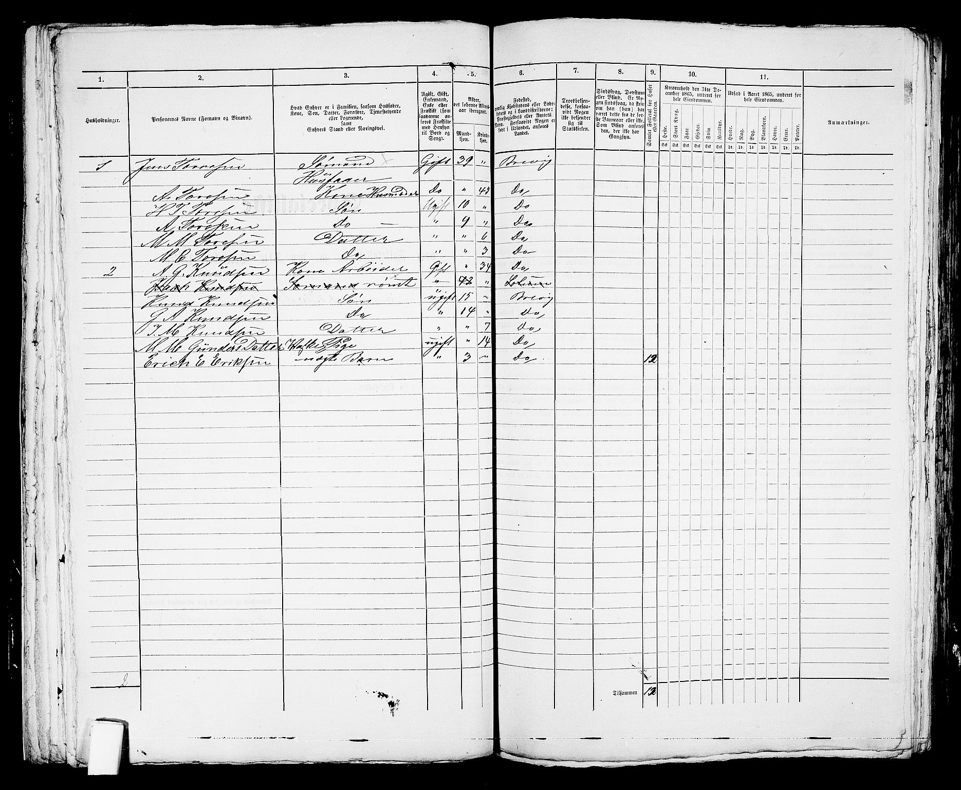 RA, 1865 census for Brevik, 1865, p. 416