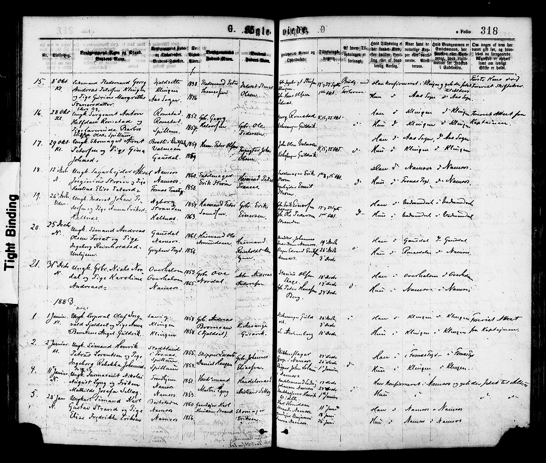Ministerialprotokoller, klokkerbøker og fødselsregistre - Nord-Trøndelag, SAT/A-1458/768/L0572: Parish register (official) no. 768A07, 1874-1886, p. 318