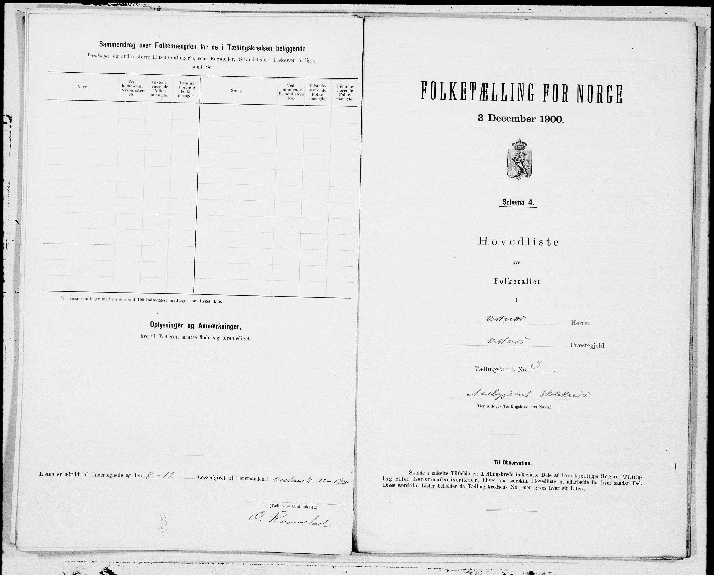 SAT, 1900 census for Vestnes, 1900, p. 6