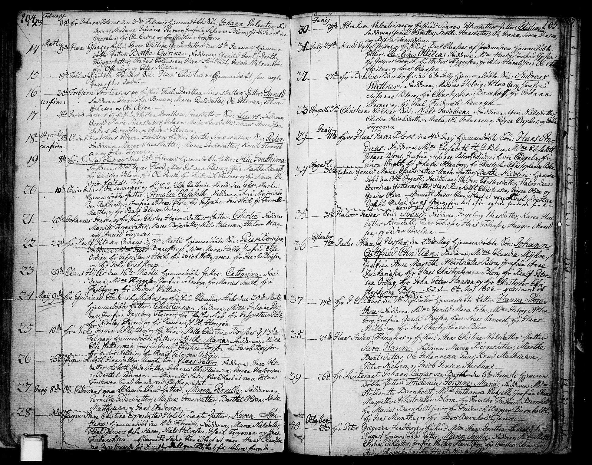 Skien kirkebøker, AV/SAKO-A-302/F/Fa/L0004: Parish register (official) no. 4, 1792-1814, p. 204-205