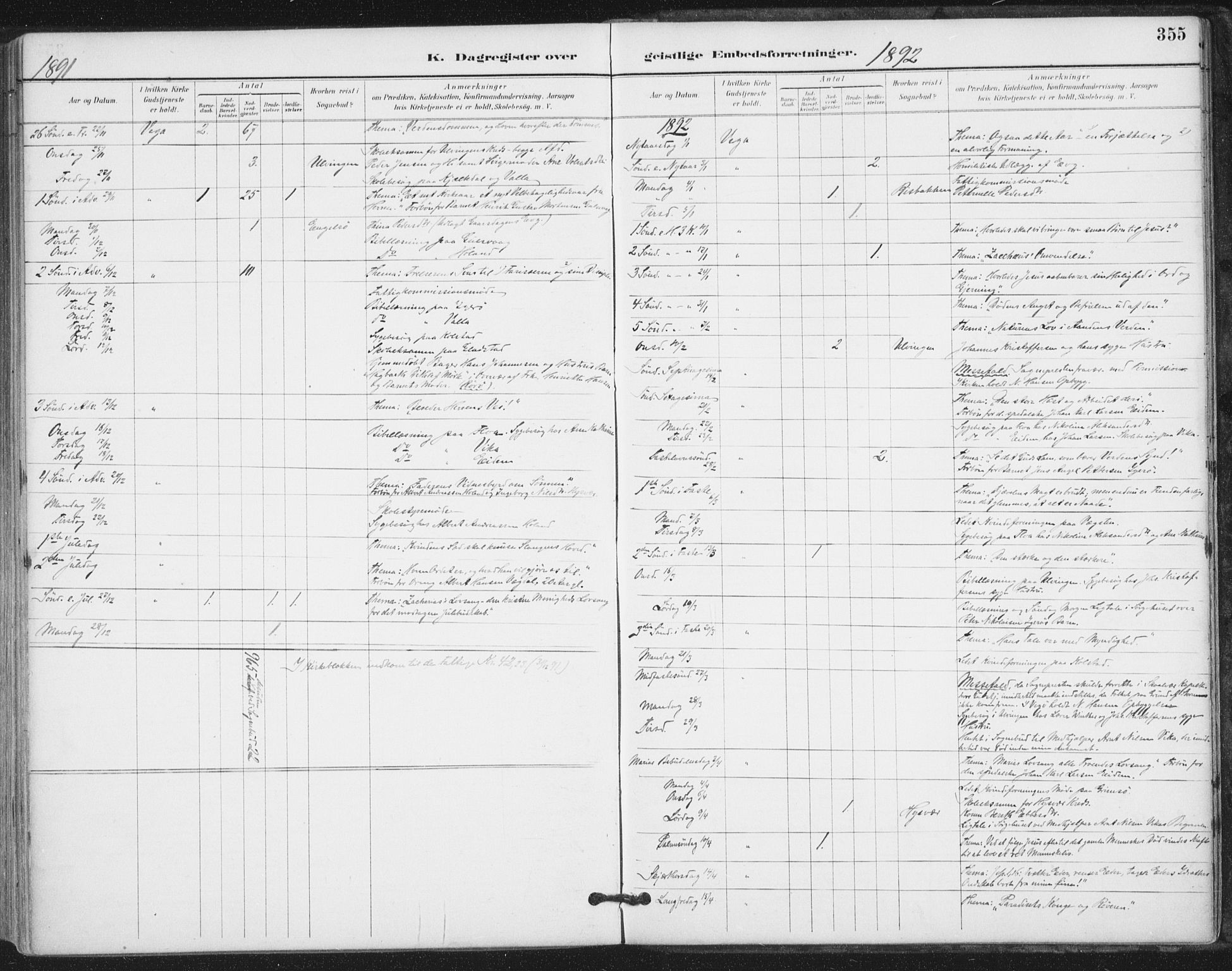 Ministerialprotokoller, klokkerbøker og fødselsregistre - Nordland, AV/SAT-A-1459/816/L0244: Parish register (official) no. 816A10, 1886-1903, p. 355