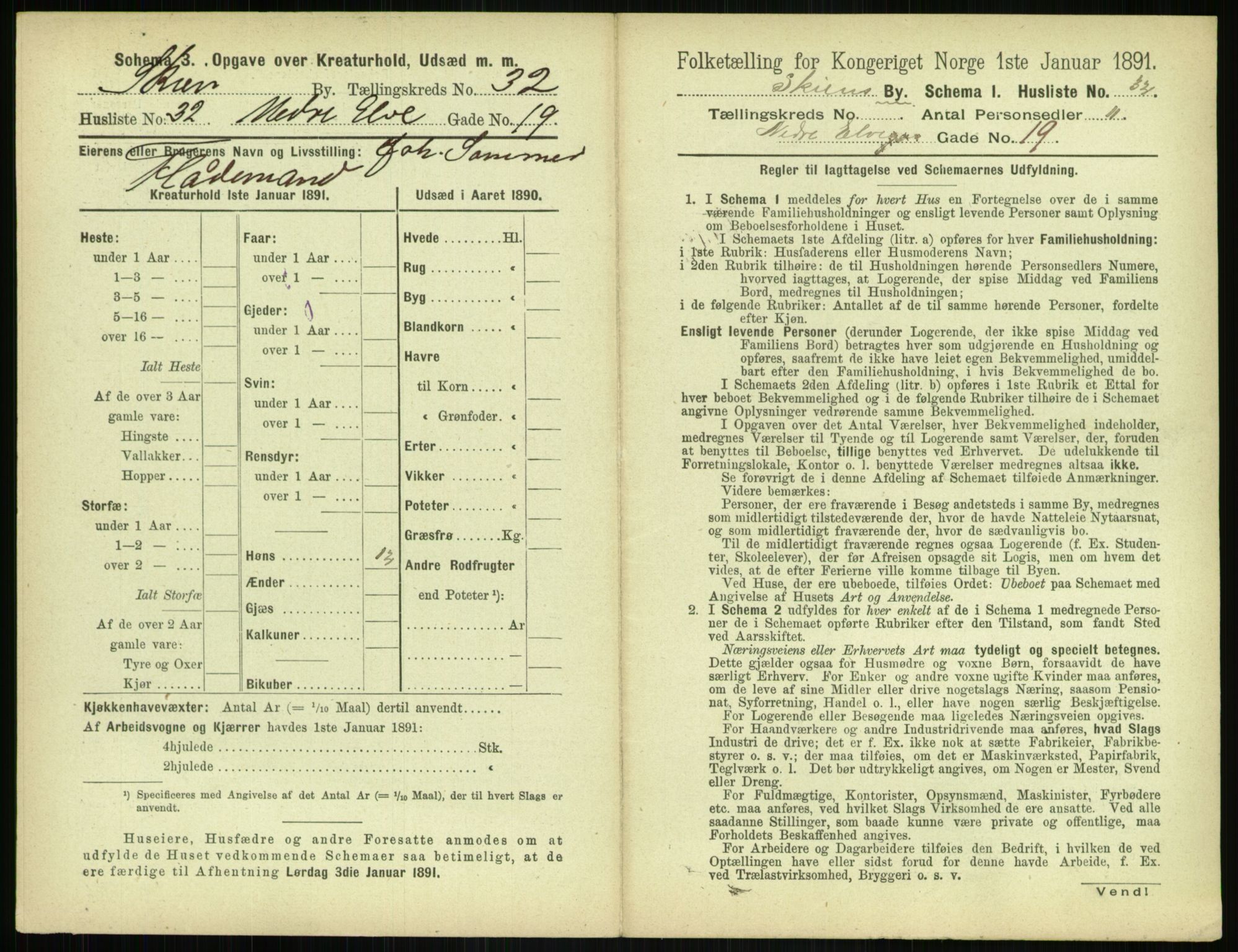 RA, 1891 census for 0806 Skien, 1891, p. 1274