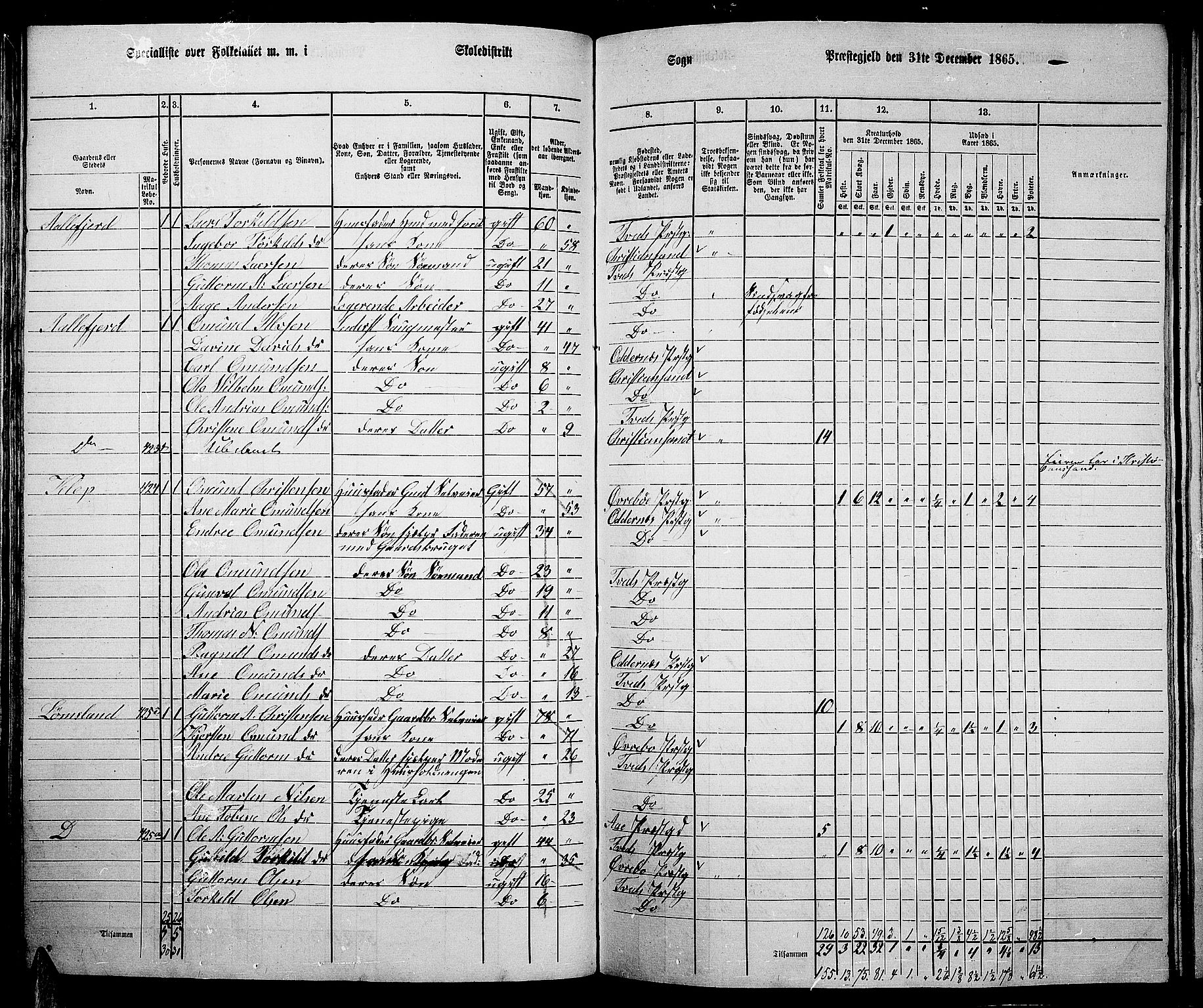 RA, 1865 census for Tveit, 1865, p. 73