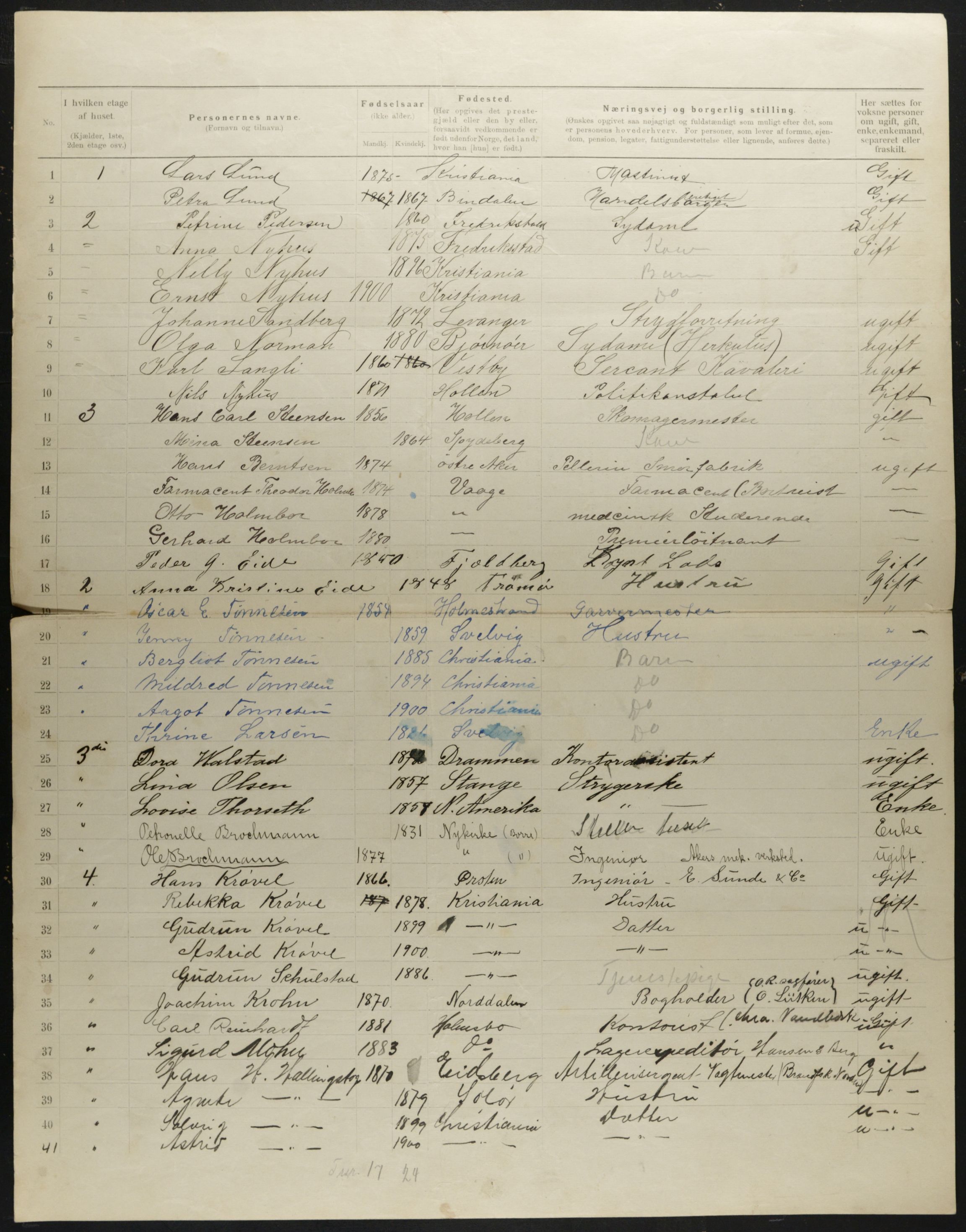 OBA, Municipal Census 1901 for Kristiania, 1901, p. 1345