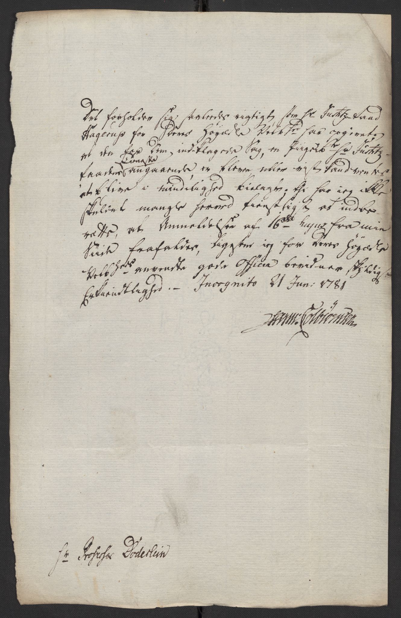 Oslo politidistrikt, AV/SAO-A-10085/D/Da/L0003: Innkomne brev, pro memoria m.v., 1781, p. 244