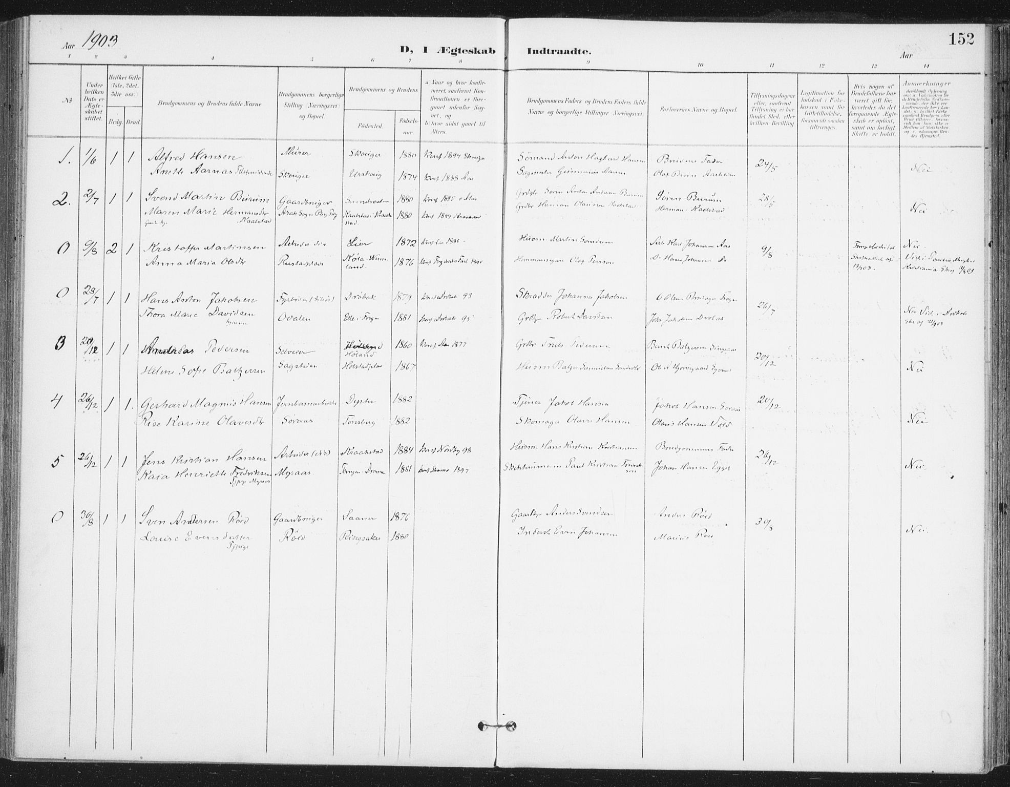 Ås prestekontor Kirkebøker, SAO/A-10894/F/Fa/L0010: Parish register (official) no. I 10, 1900-1918, p. 152