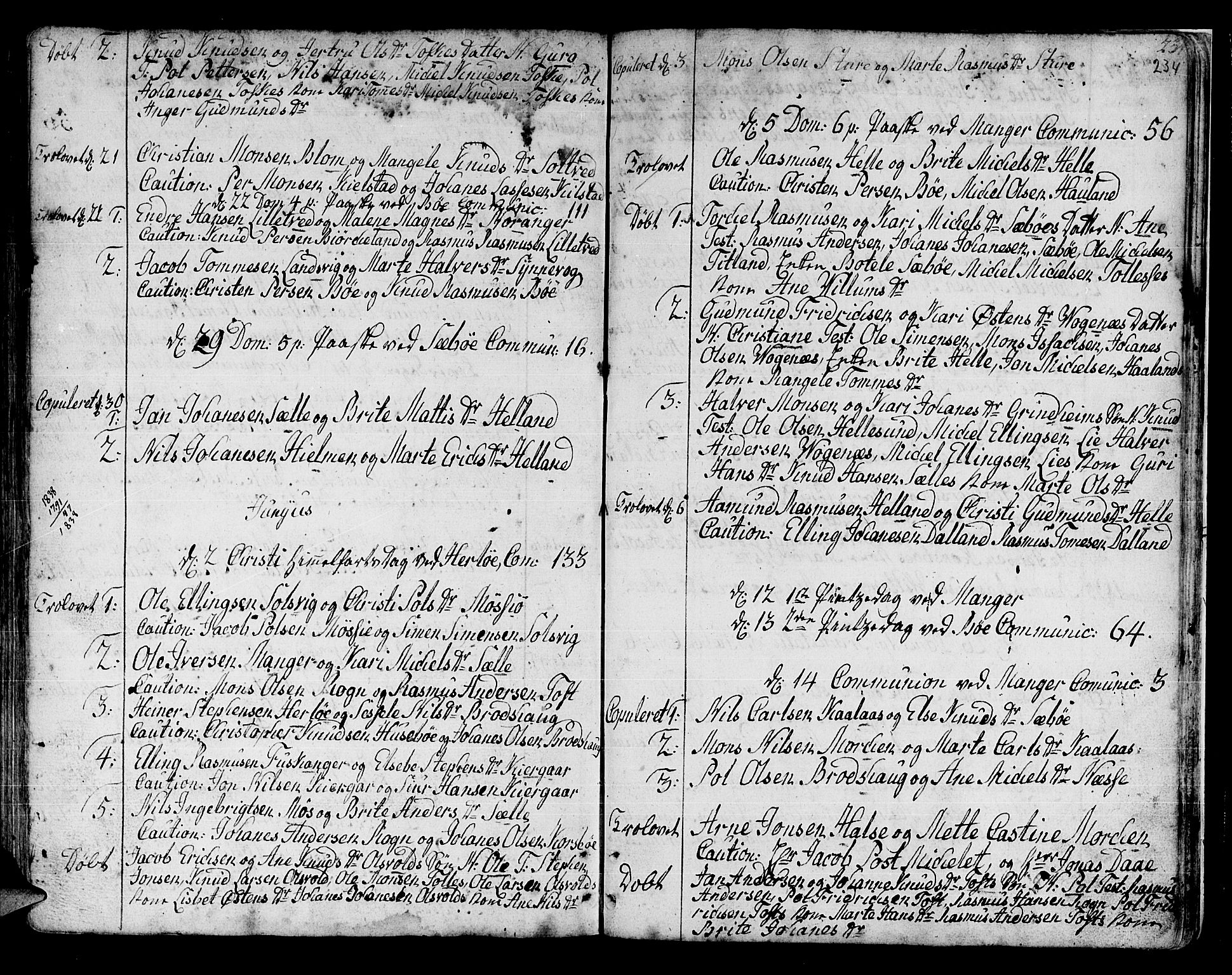 Manger sokneprestembete, SAB/A-76801/H/Haa: Parish register (official) no. A 1, 1759-1791, p. 234