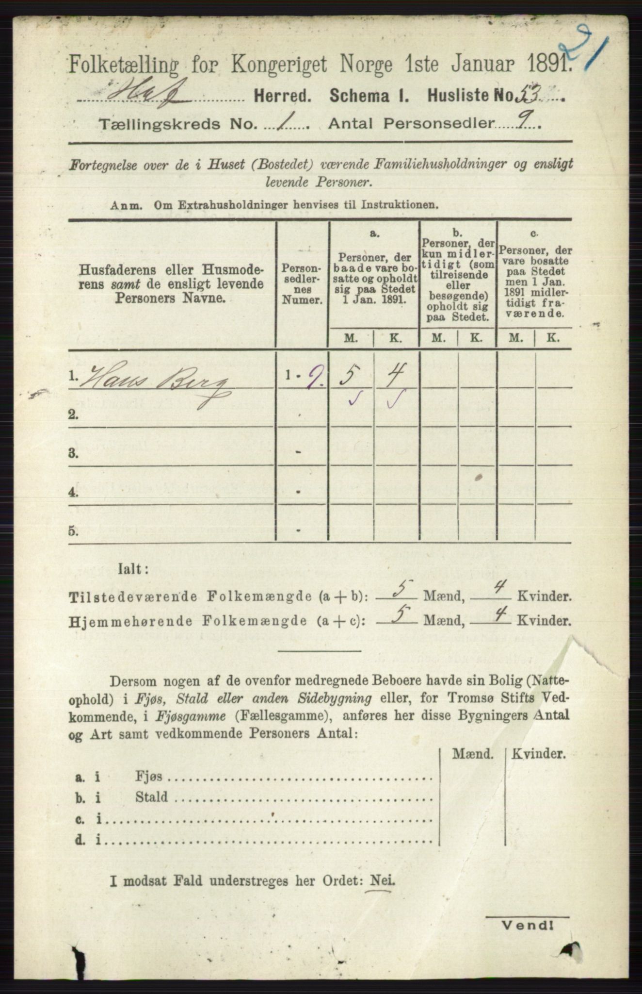 RA, 1891 census for 0714 Hof, 1891, p. 74