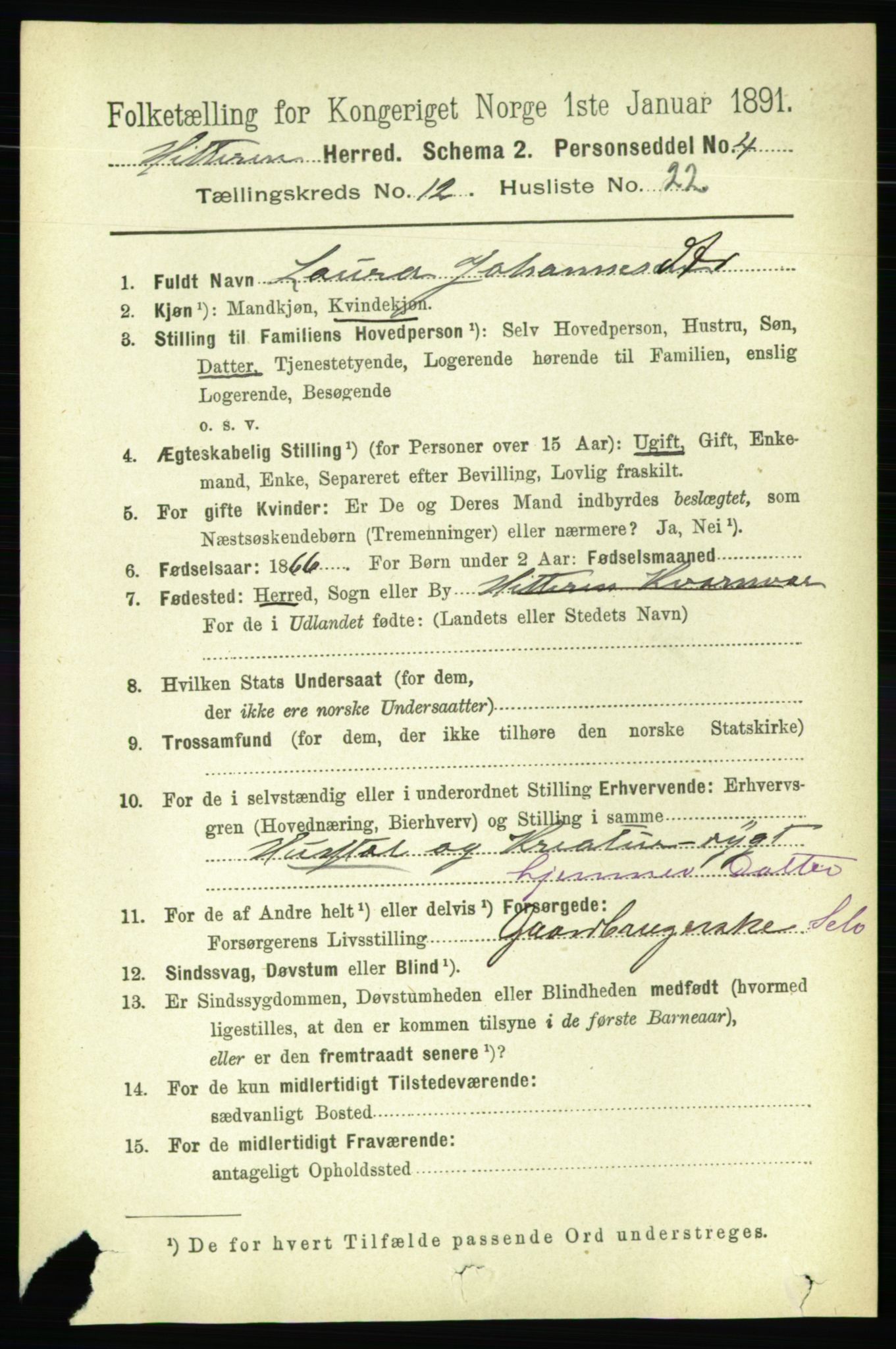 RA, 1891 census for 1617 Hitra, 1891, p. 2692