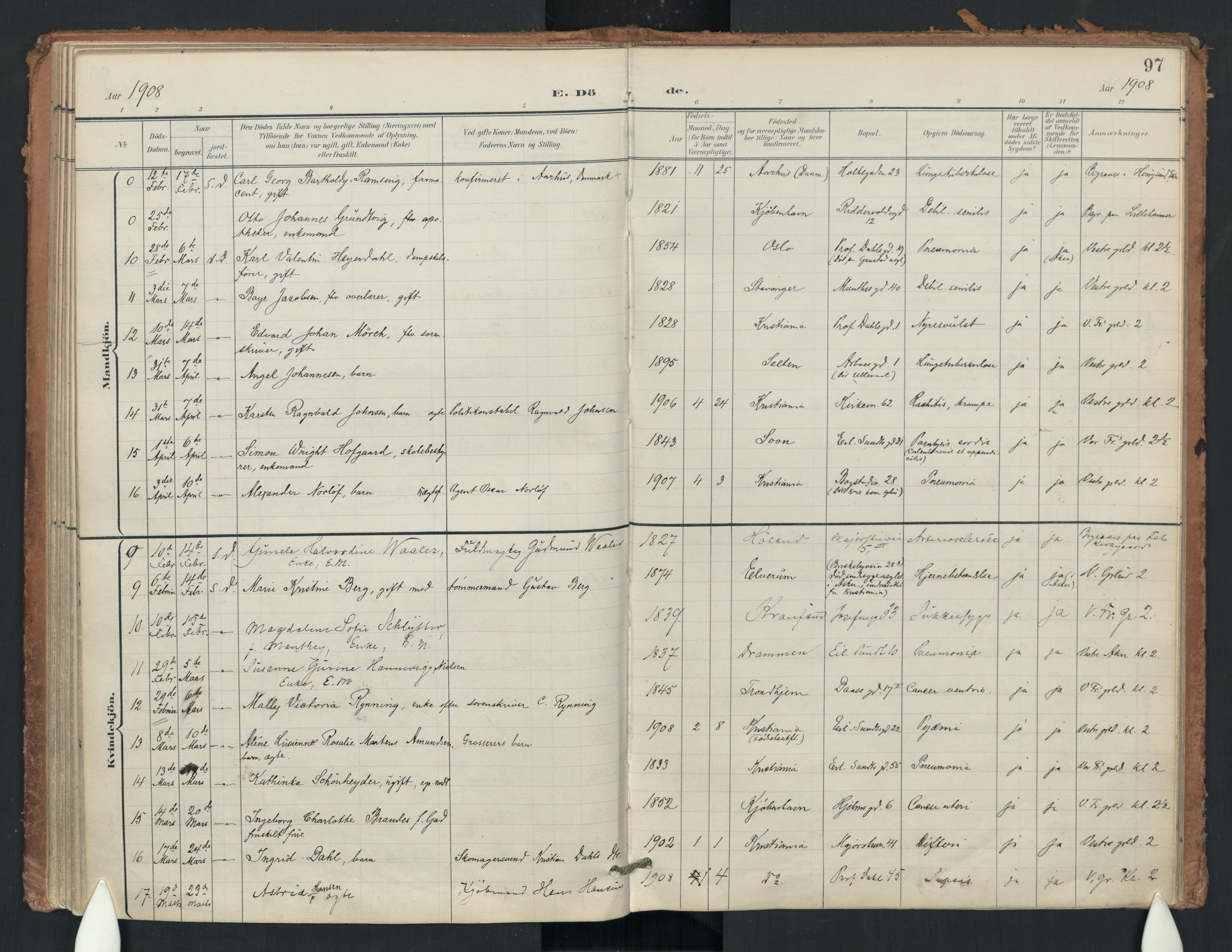 Uranienborg prestekontor Kirkebøker, AV/SAO-A-10877/F/Fa/L0008: Parish register (official) no. 8, 1898-1936, p. 97