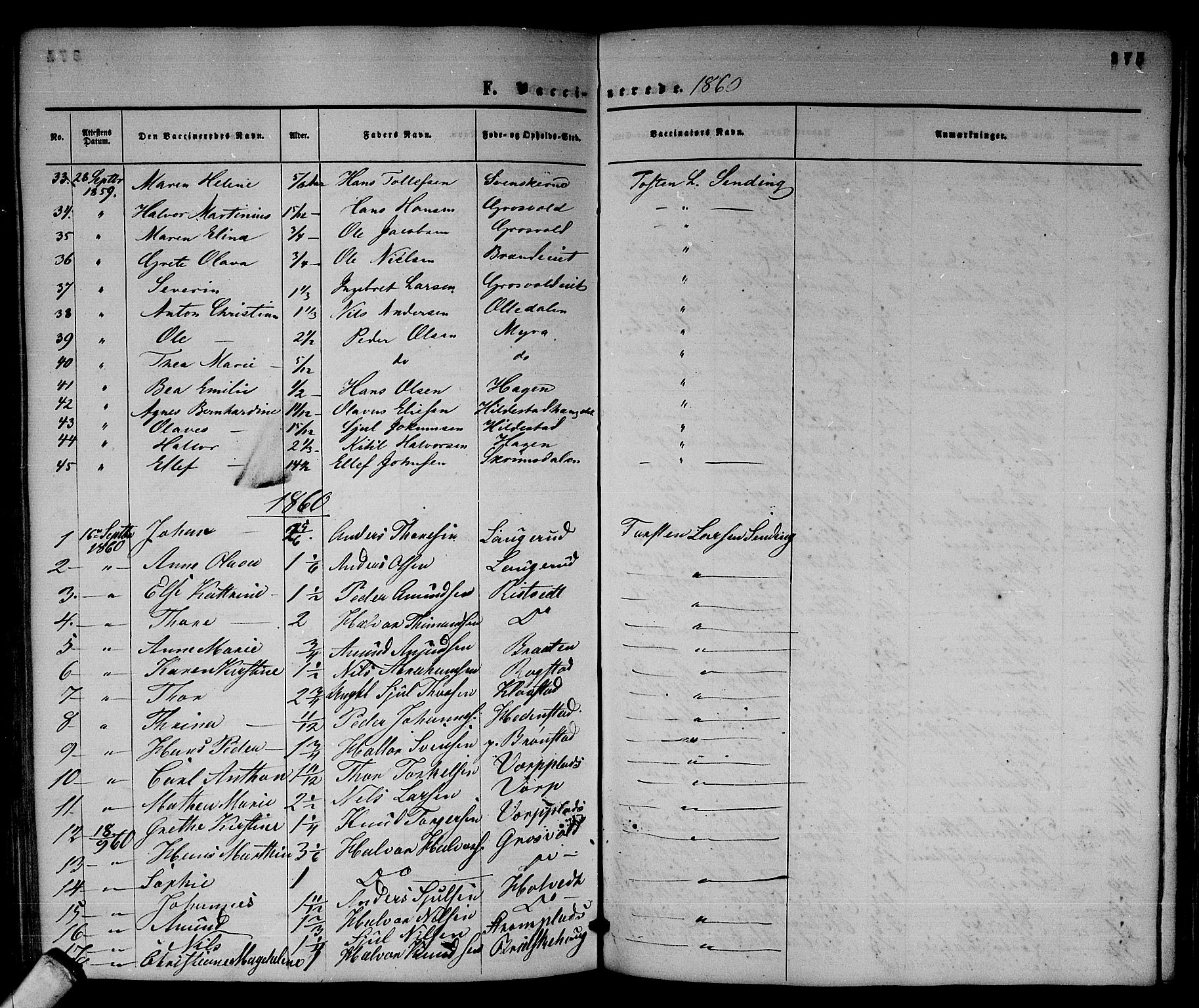 Sandsvær kirkebøker, SAKO/A-244/G/Ga/L0005: Parish register (copy) no. I 5, 1857-1873, p. 375