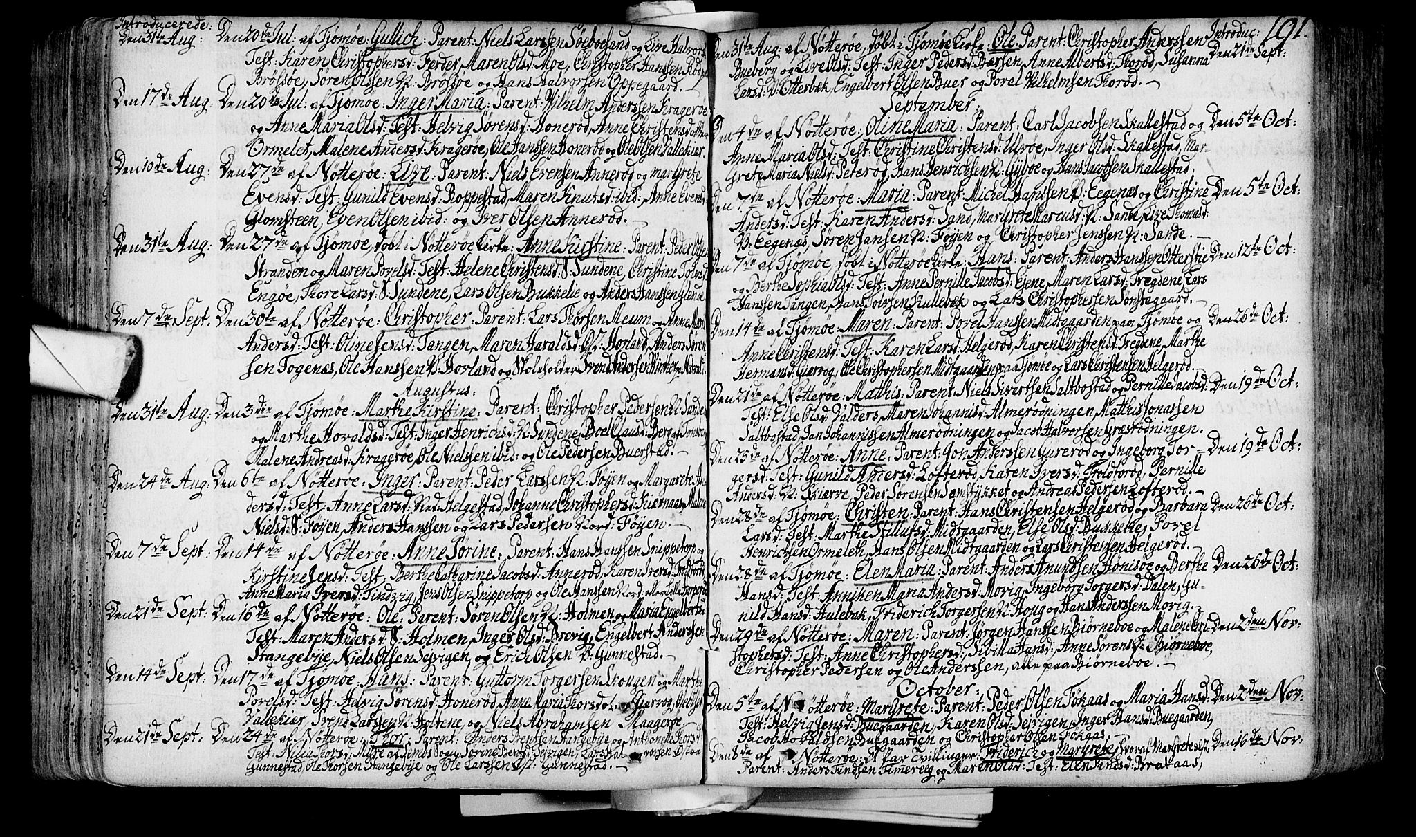 Nøtterøy kirkebøker, SAKO/A-354/F/Fa/L0002: Parish register (official) no. I 2, 1738-1790, p. 191