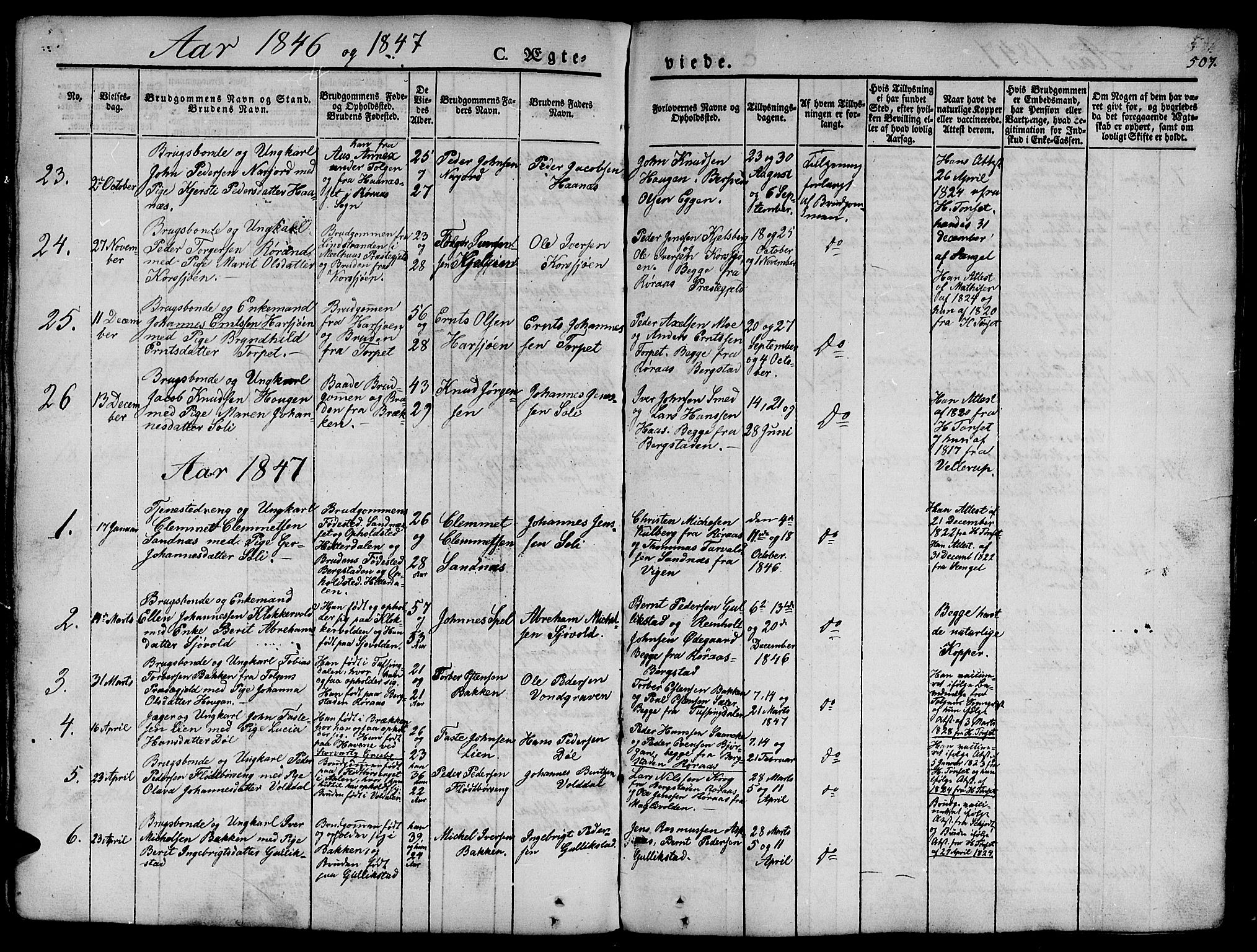 Ministerialprotokoller, klokkerbøker og fødselsregistre - Sør-Trøndelag, SAT/A-1456/681/L0939: Parish register (copy) no. 681C03, 1829-1855, p. 507