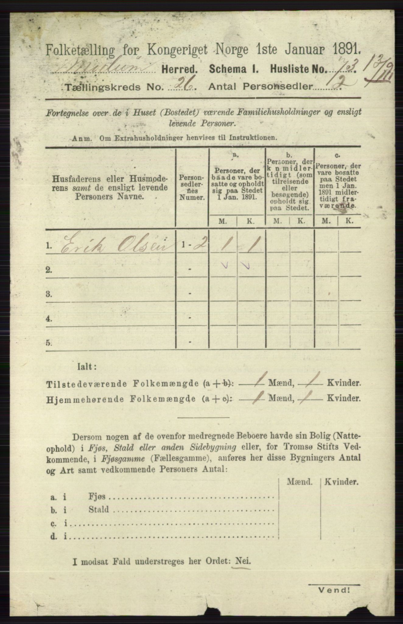 RA, 1891 census for 0623 Modum, 1891, p. 9388