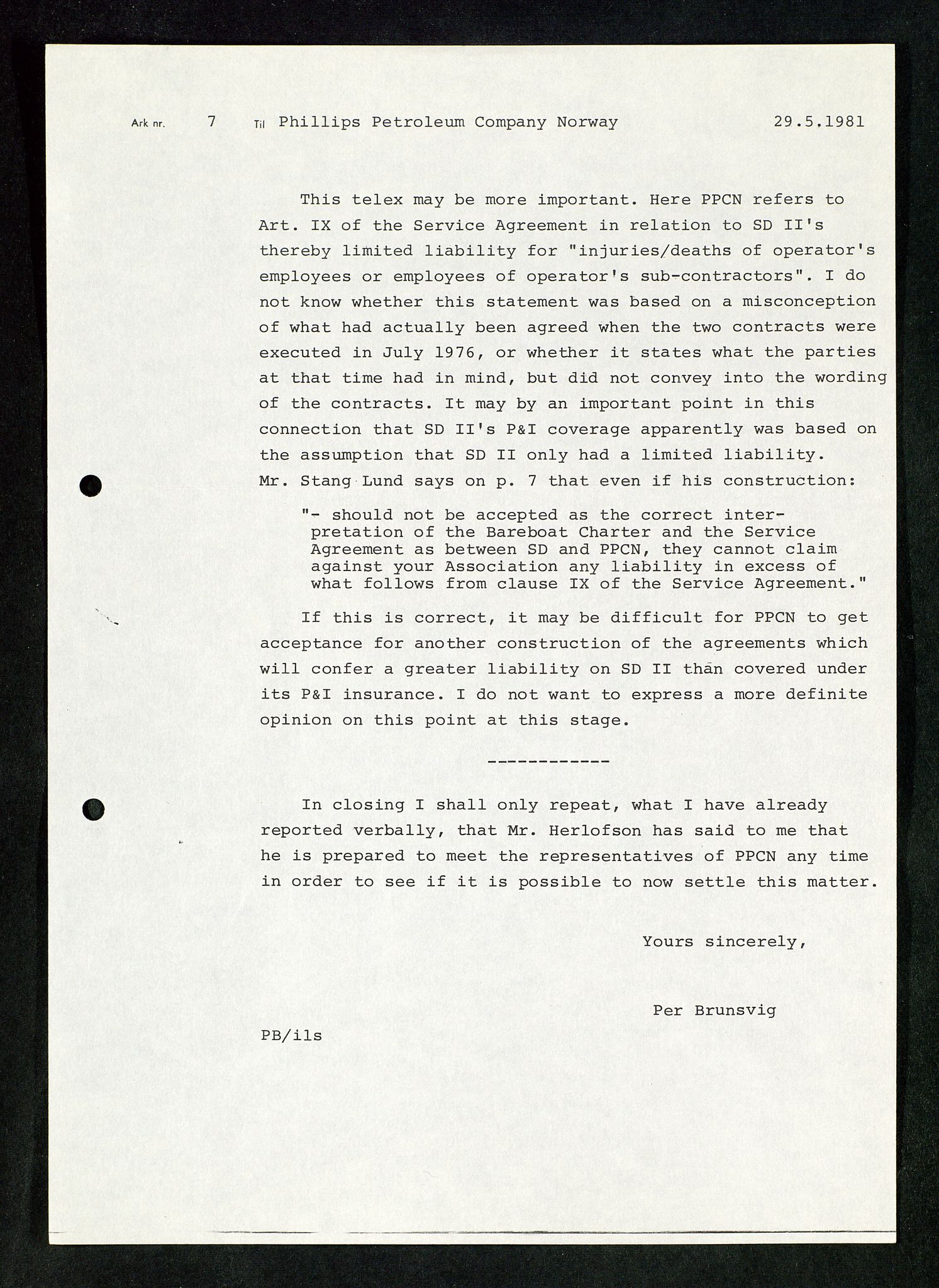 Pa 1503 - Stavanger Drilling AS, AV/SAST-A-101906/Da/L0017: Alexander L. Kielland - Saks- og korrespondansearkiv, 1981-1984, p. 198