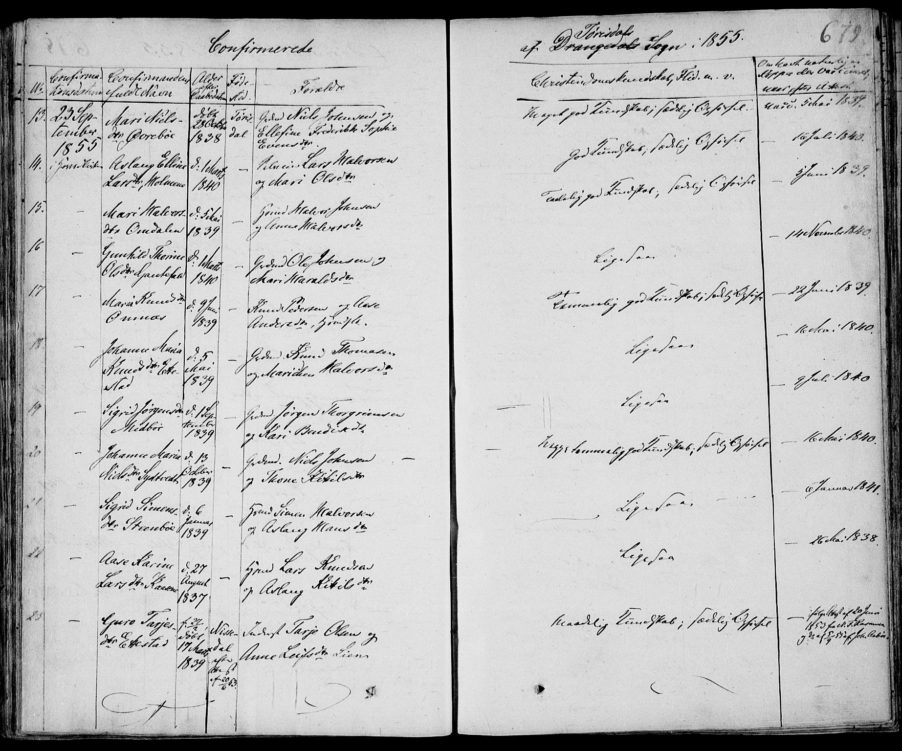 Drangedal kirkebøker, AV/SAKO-A-258/F/Fa/L0007b: Parish register (official) no. 7b, 1837-1856, p. 679