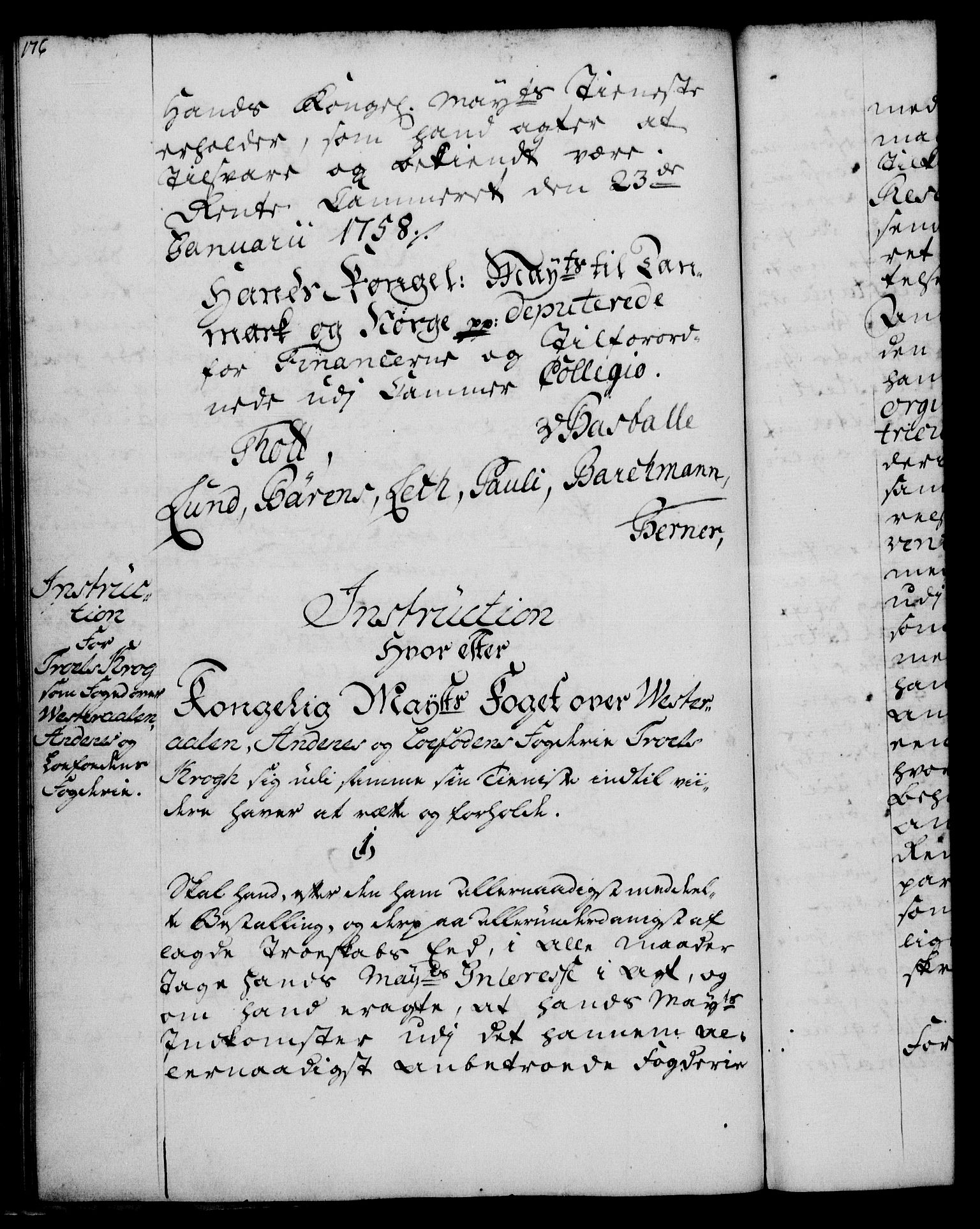 Rentekammeret, Kammerkanselliet, RA/EA-3111/G/Gg/Ggi/L0003: Norsk instruksjonsprotokoll med register (merket RK 53.36), 1751-1775, p. 176