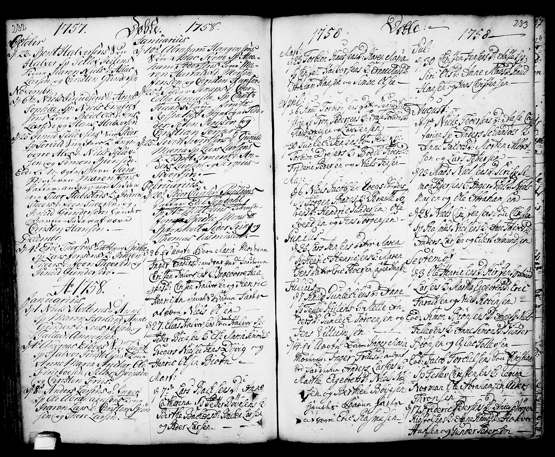 Kragerø kirkebøker, SAKO/A-278/F/Fa/L0001: Parish register (official) no. 1, 1702-1766, p. 232-233