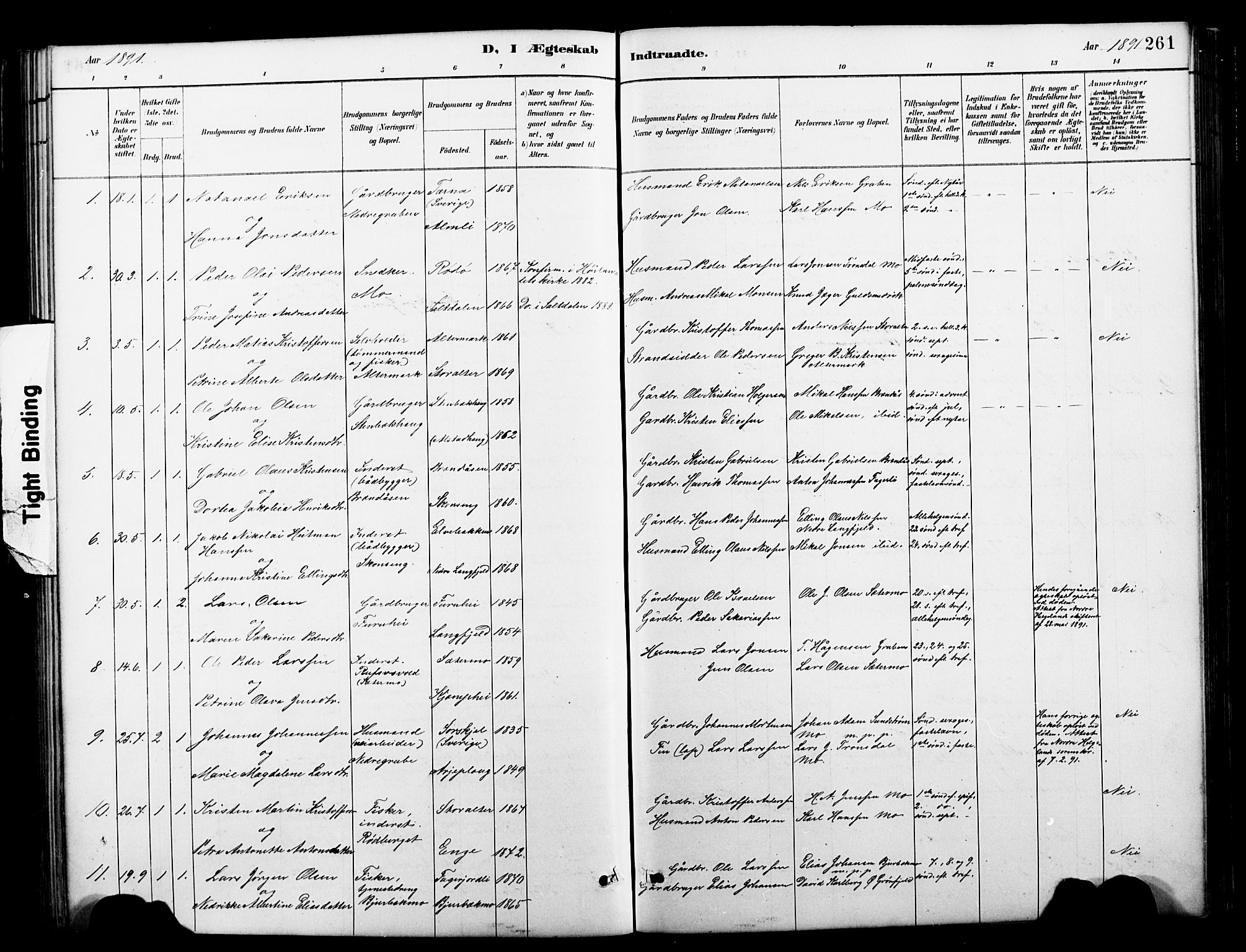 Ministerialprotokoller, klokkerbøker og fødselsregistre - Nordland, AV/SAT-A-1459/827/L0421: Parish register (copy) no. 827C10, 1887-1906, p. 261