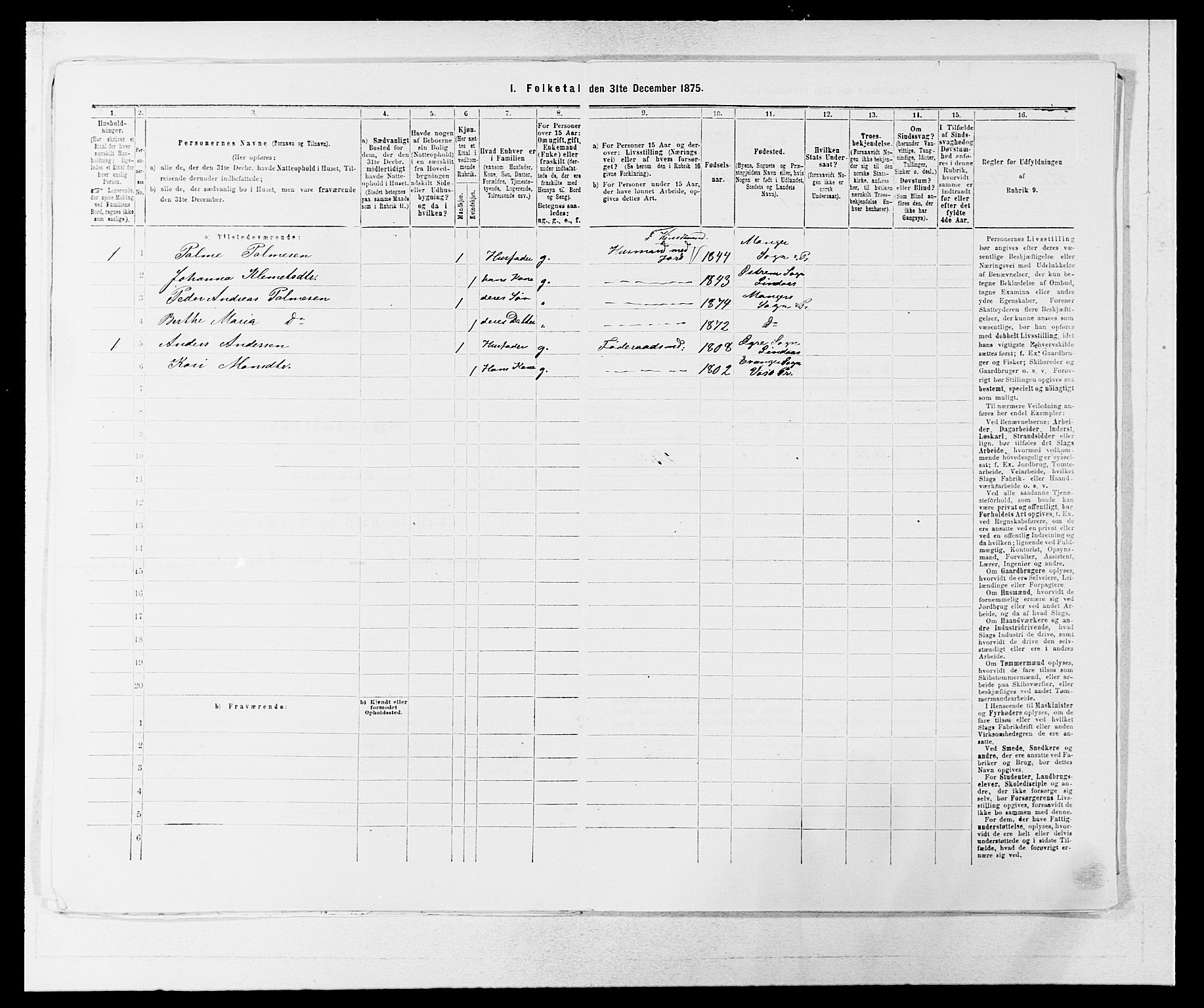 SAB, 1875 census for 1261P Manger, 1875, p. 638