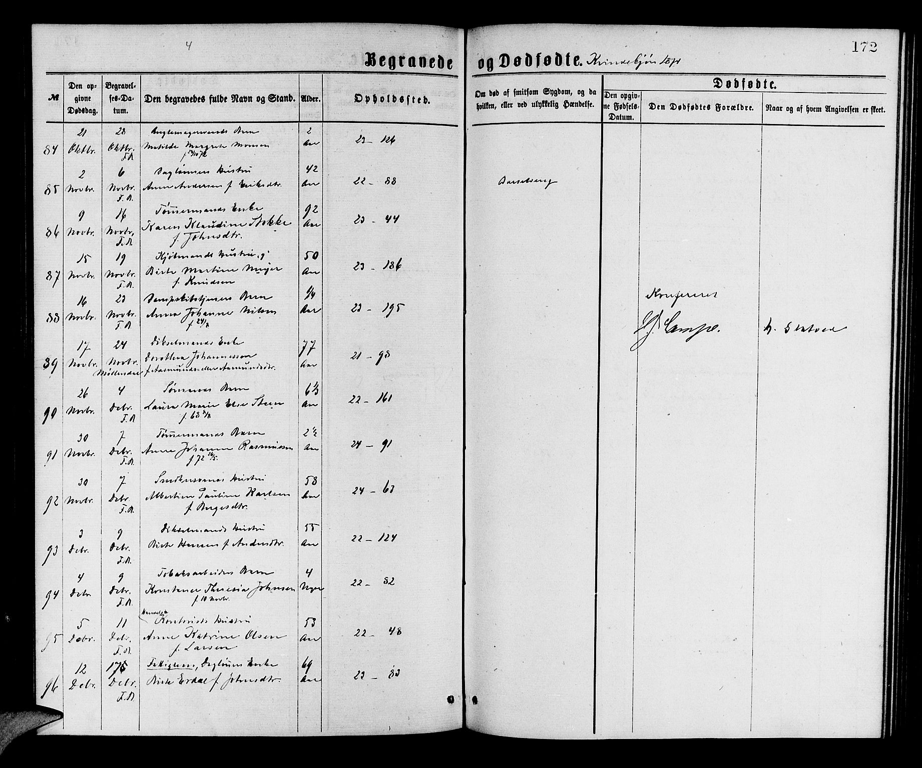 Korskirken sokneprestembete, SAB/A-76101/H/Hab: Parish register (copy) no. E 3, 1871-1883, p. 172