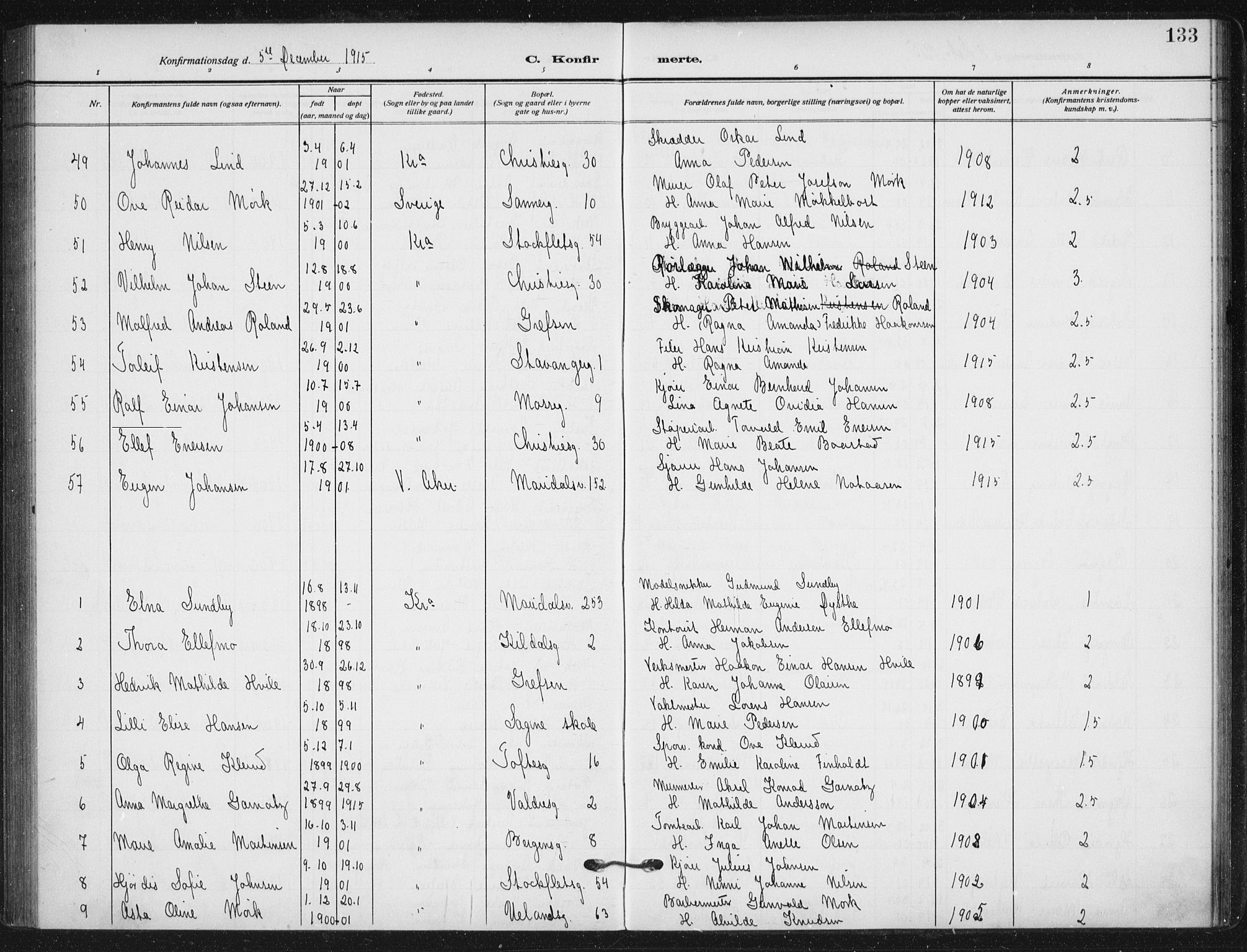 Sagene prestekontor Kirkebøker, AV/SAO-A-10796/F/L0008: Parish register (official) no. 8, 1910-1919, p. 133