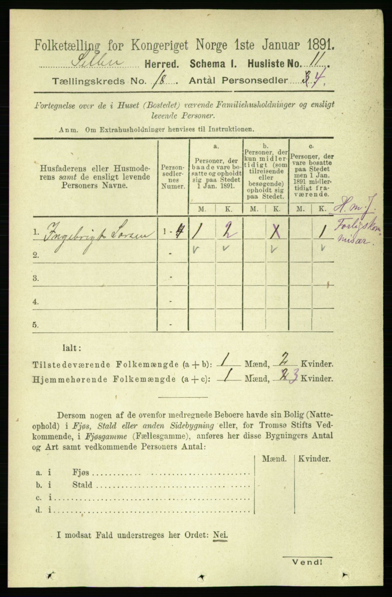 RA, 1891 census for 1664 Selbu, 1891, p. 6444