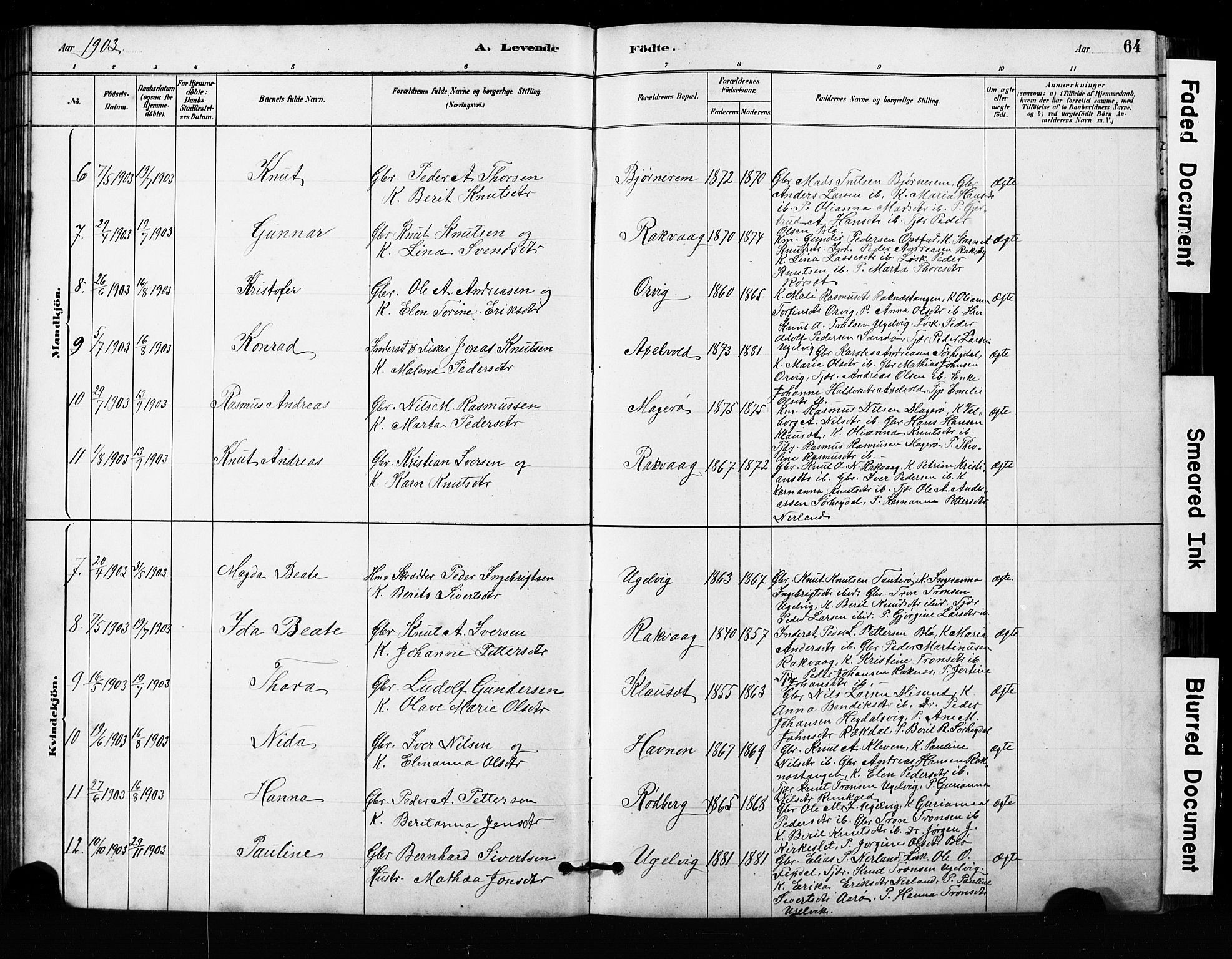 Ministerialprotokoller, klokkerbøker og fødselsregistre - Møre og Romsdal, AV/SAT-A-1454/563/L0737: Parish register (copy) no. 563C01, 1878-1916, p. 64