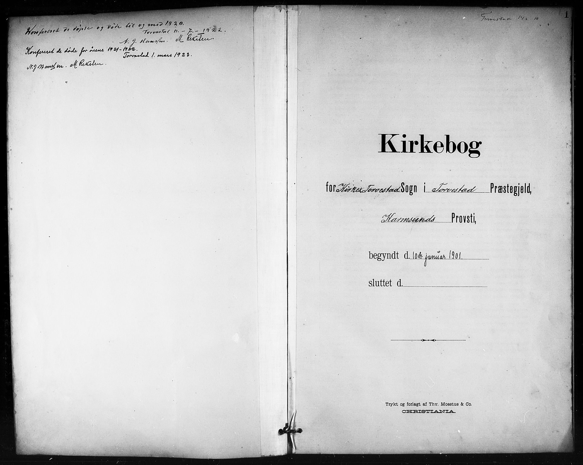 Torvastad sokneprestkontor, SAST/A -101857/H/Ha/Hab/L0008: Parish register (copy) no. B 8, 1901-1924, p. 1