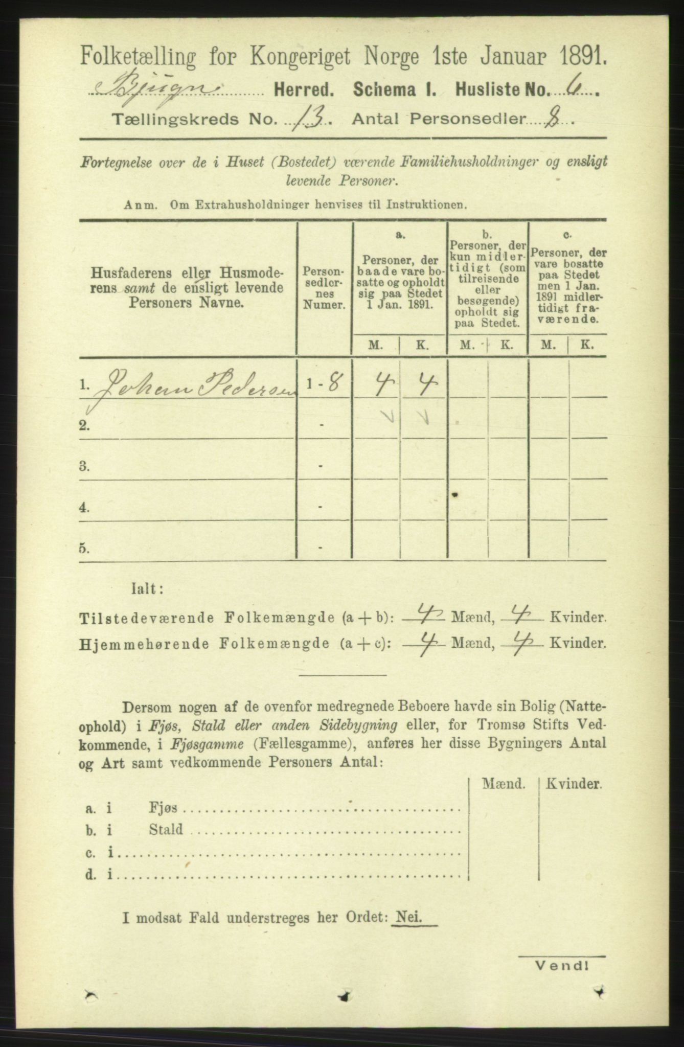 RA, 1891 census for 1627 Bjugn, 1891, p. 3736