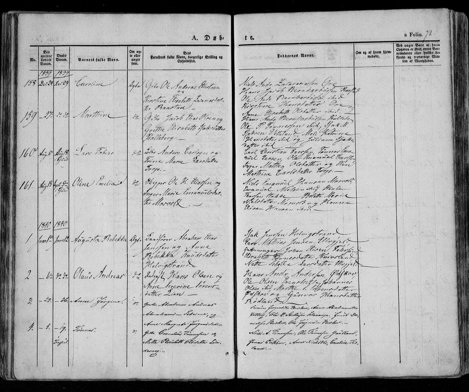 Lista sokneprestkontor, AV/SAK-1111-0027/F/Fa/L0009: Parish register (official) no. A 9, 1835-1846, p. 72