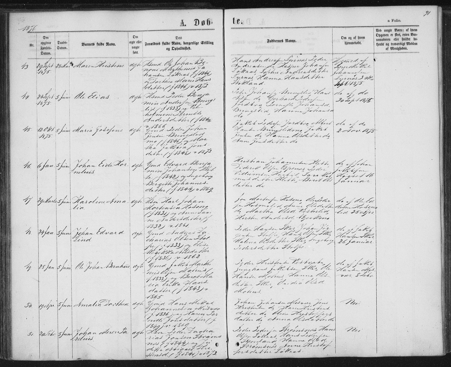 Ministerialprotokoller, klokkerbøker og fødselsregistre - Nordland, SAT/A-1459/852/L0739: Parish register (official) no. 852A09, 1866-1877, p. 91