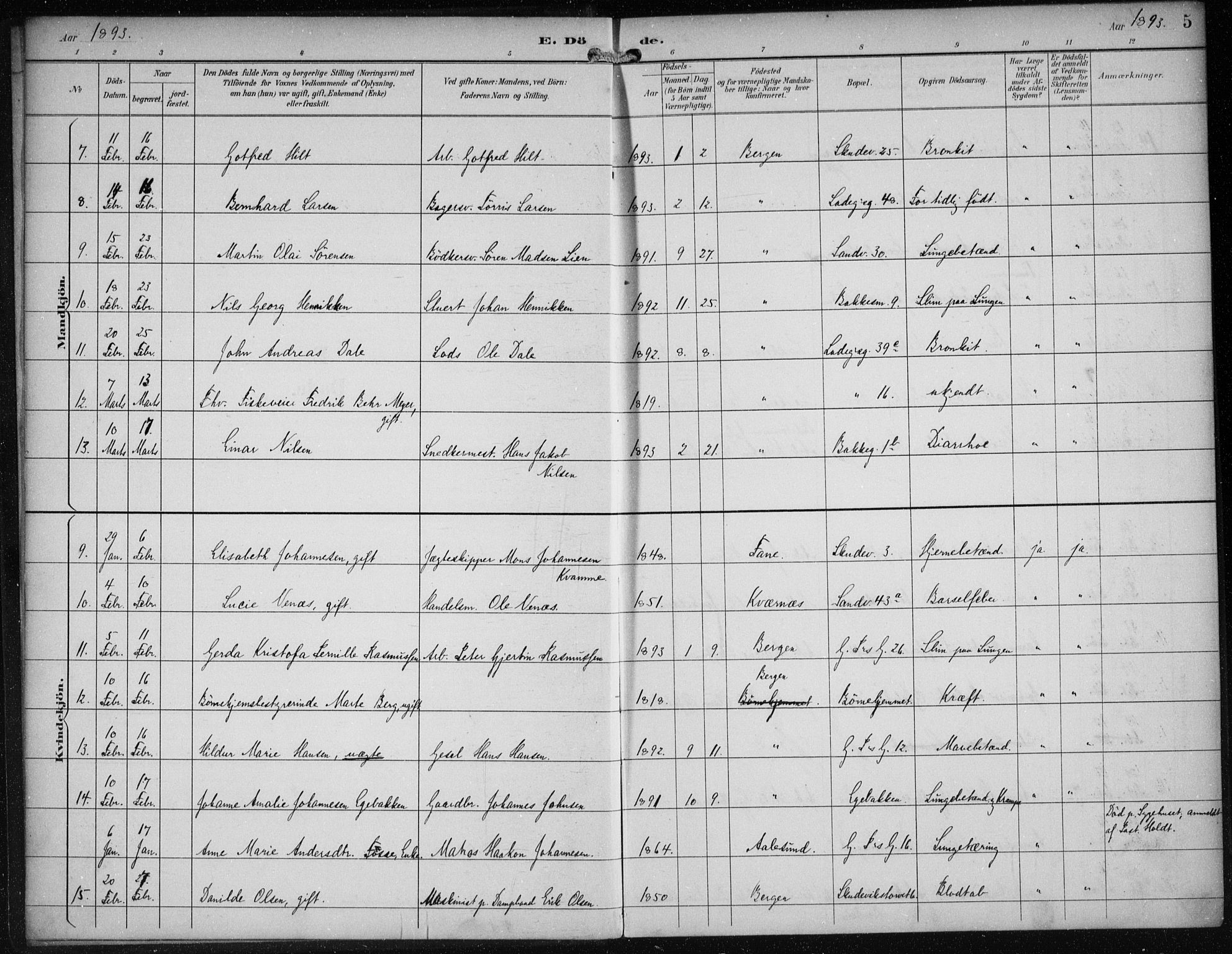 Sandviken Sokneprestembete, SAB/A-77601/H/Ha/L0018: Parish register (official) no. E 1, 1893-1905, p. 5