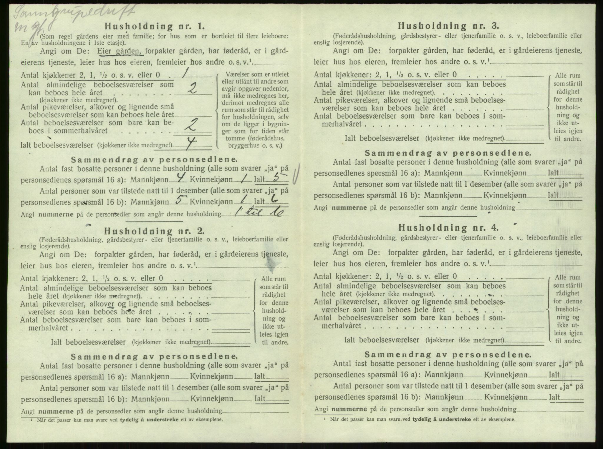 SAB, 1920 census for Bruvik, 1920, p. 1064