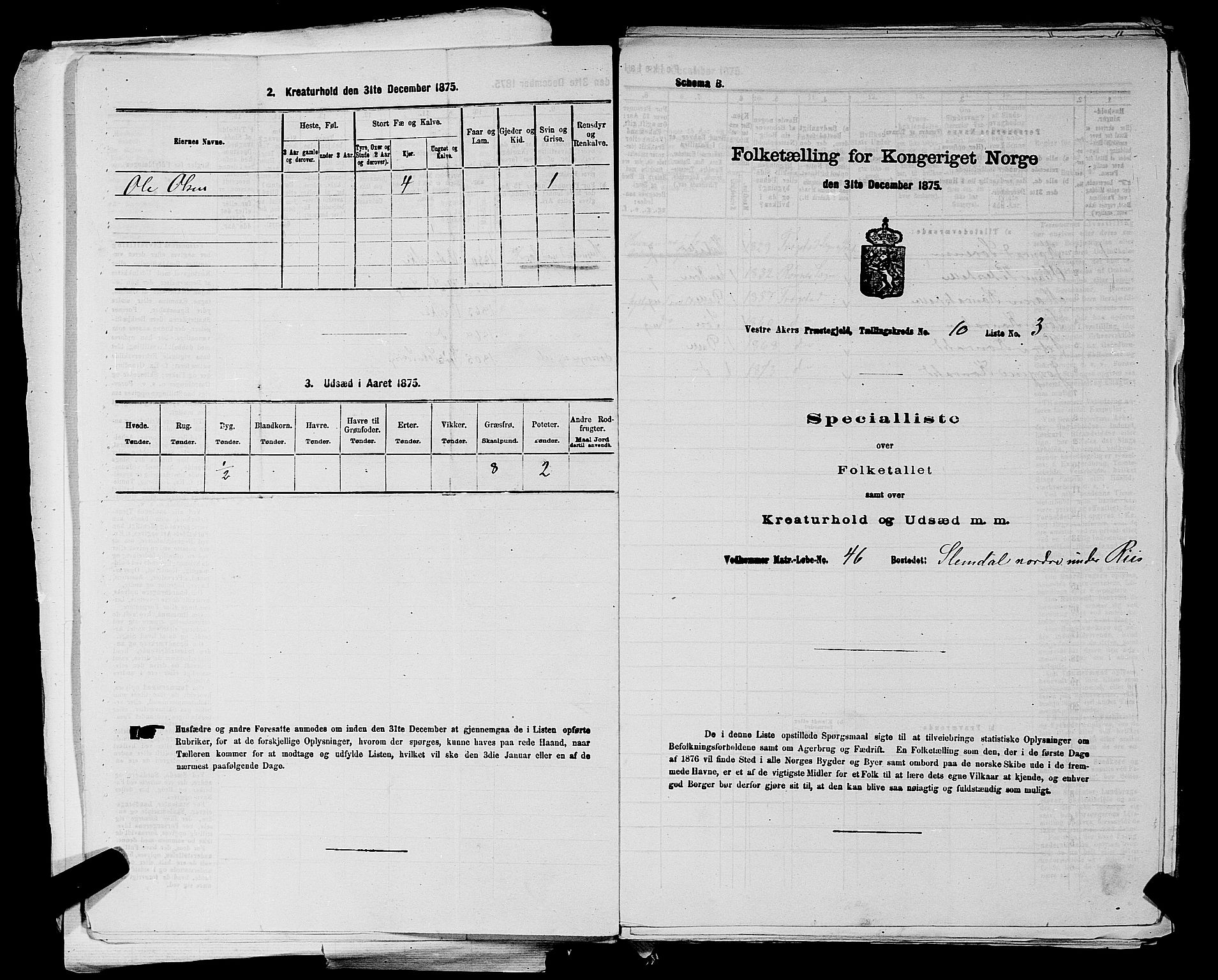 RA, 1875 census for 0218aP Vestre Aker, 1875, p. 1727