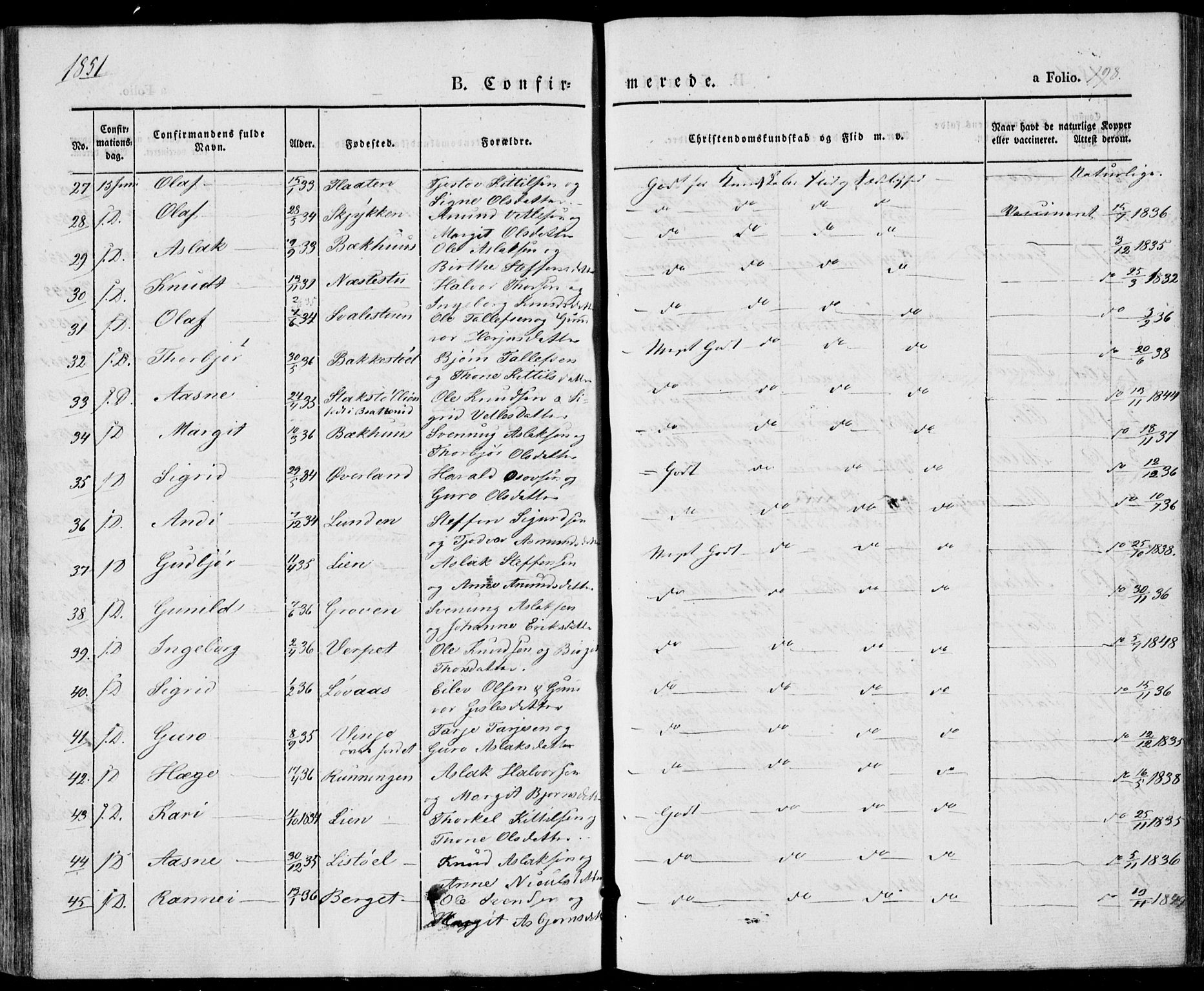 Vinje kirkebøker, SAKO/A-312/F/Fa/L0004: Parish register (official) no. I 4, 1843-1869, p. 198