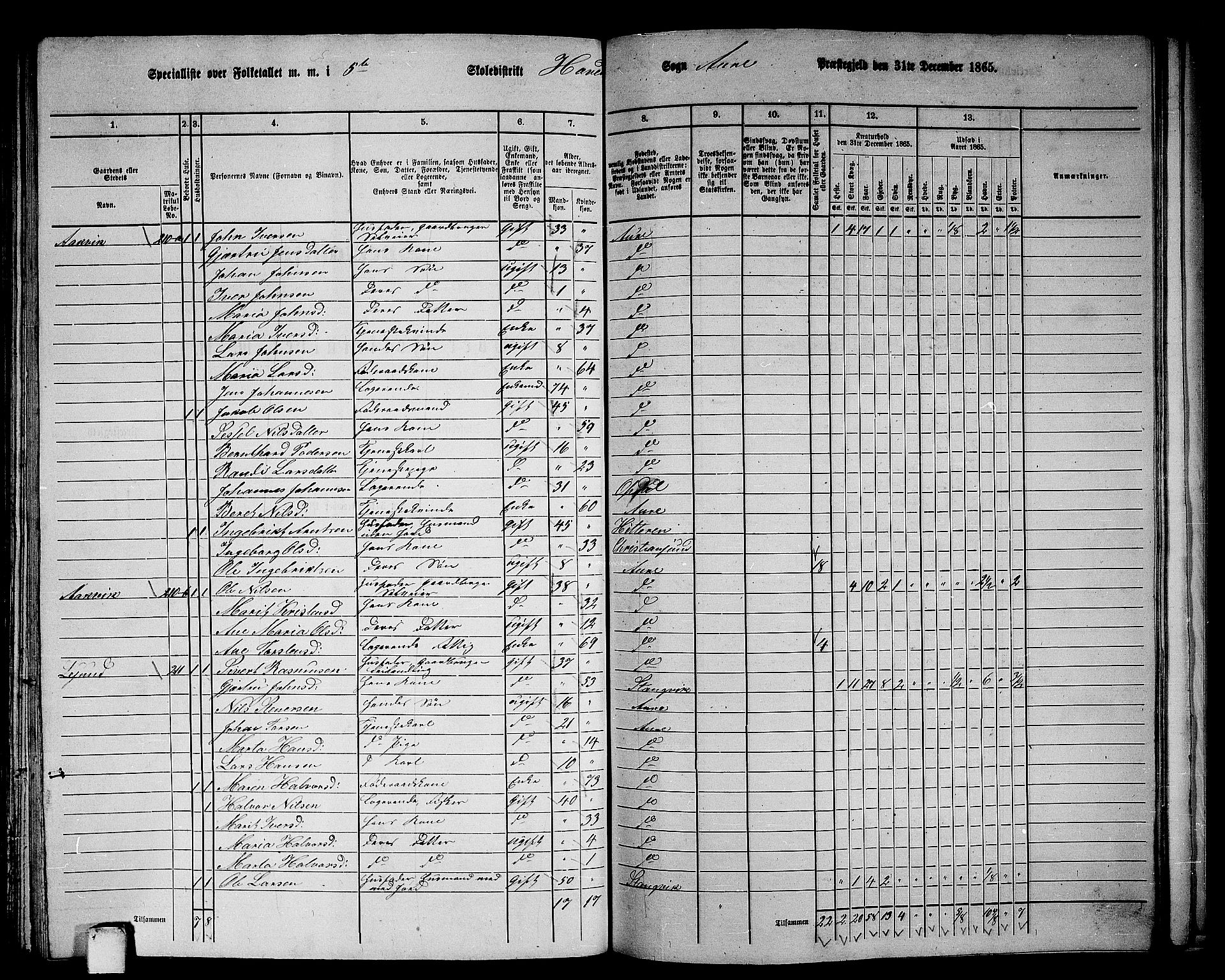 RA, 1865 census for Aure, 1865, p. 119