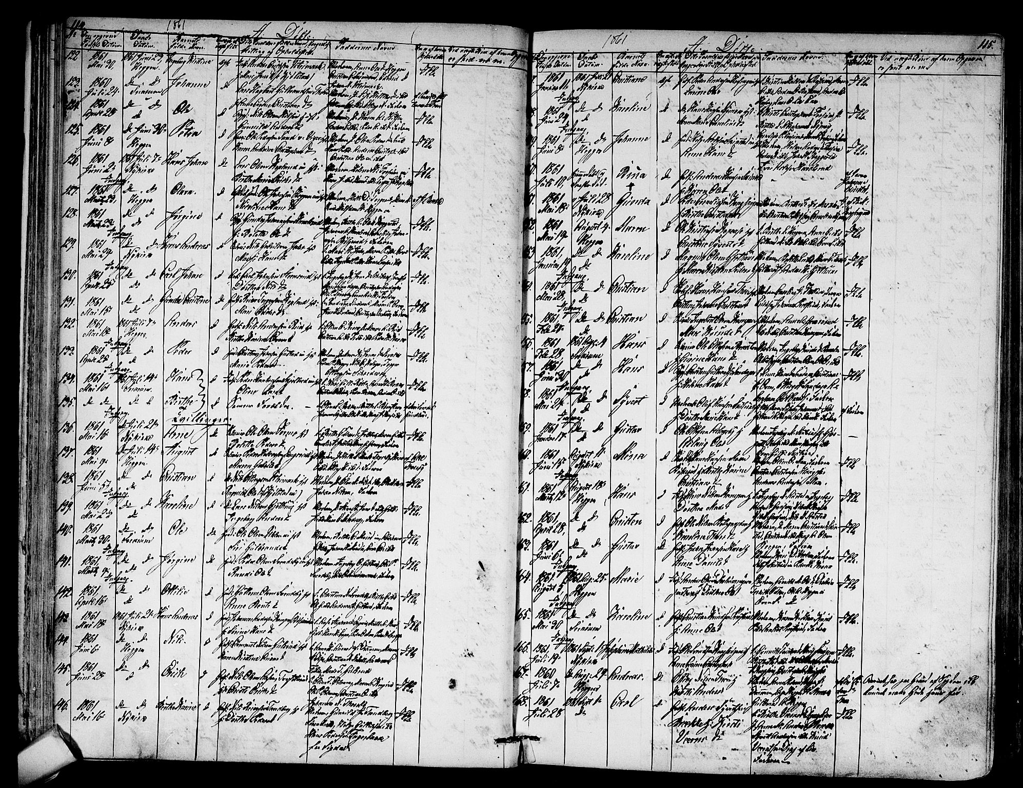 Modum kirkebøker, AV/SAKO-A-234/G/Ga/L0006: Parish register (copy) no. I 6, 1854-1868, p. 114-115