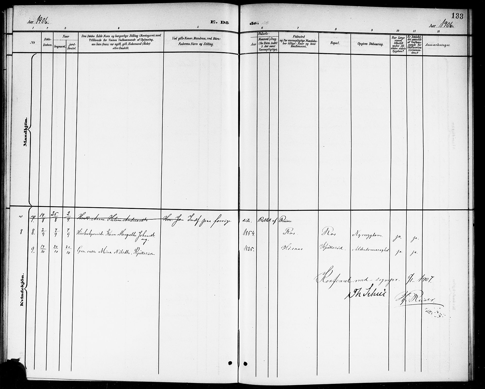 Våler prestekontor Kirkebøker, AV/SAO-A-11083/G/Ga/L0004: Parish register (copy) no. I 4, 1901-1914, p. 133