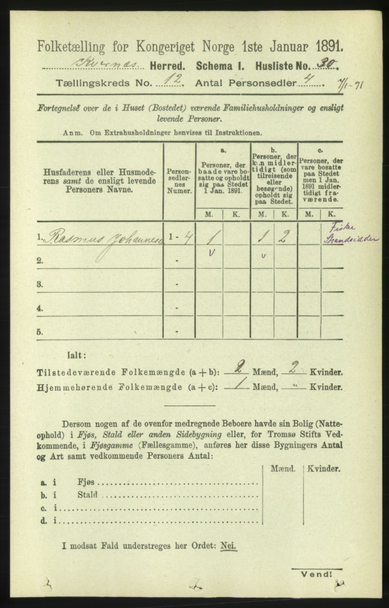 RA, 1891 census for 1553 Kvernes, 1891, p. 5193