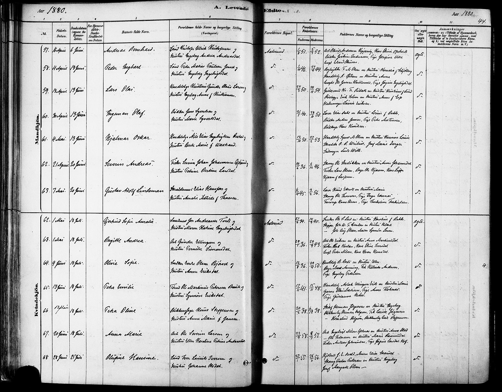 Ministerialprotokoller, klokkerbøker og fødselsregistre - Møre og Romsdal, AV/SAT-A-1454/529/L0454: Parish register (official) no. 529A04, 1878-1885, p. 44