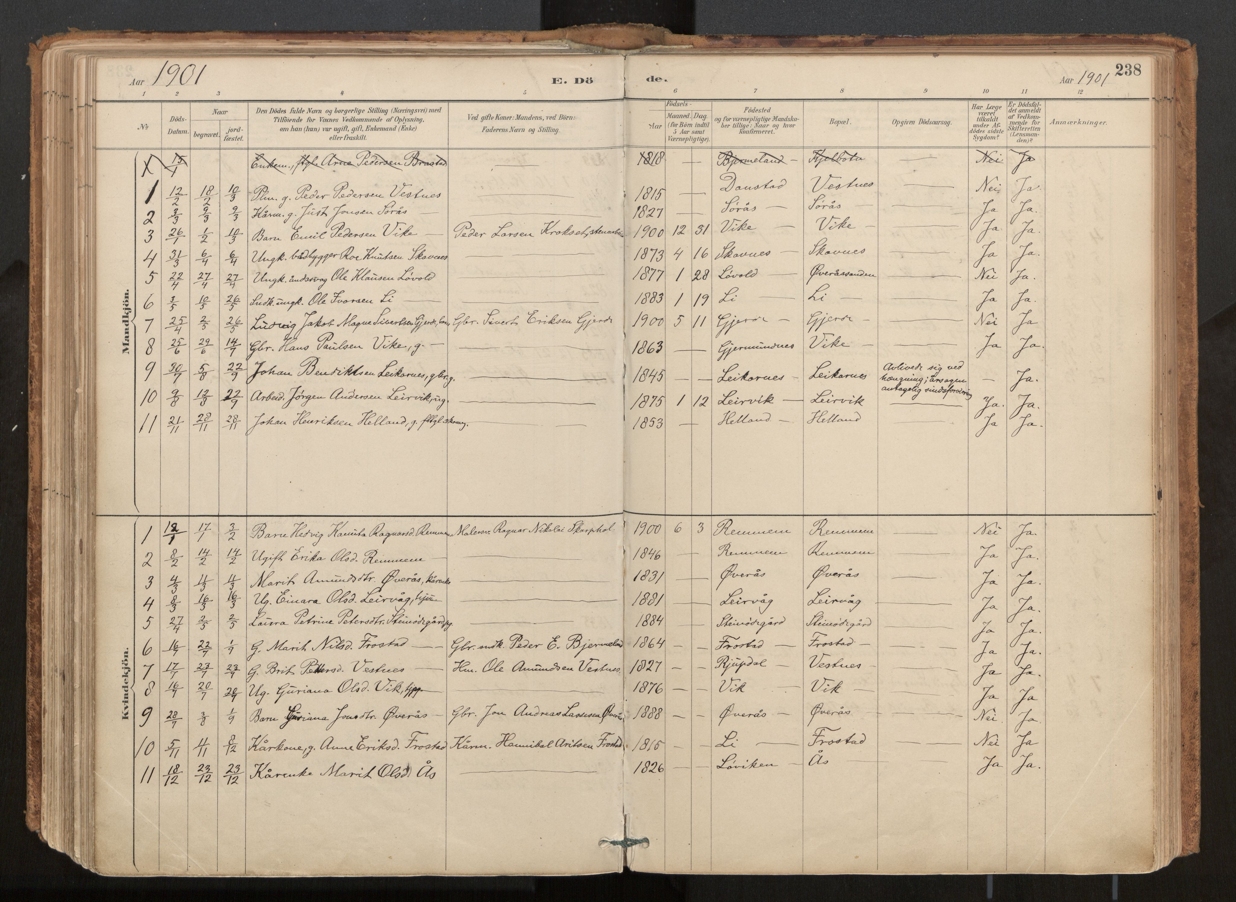 Ministerialprotokoller, klokkerbøker og fødselsregistre - Møre og Romsdal, AV/SAT-A-1454/539/L0531: Parish register (official) no. 539A04, 1887-1913, p. 238